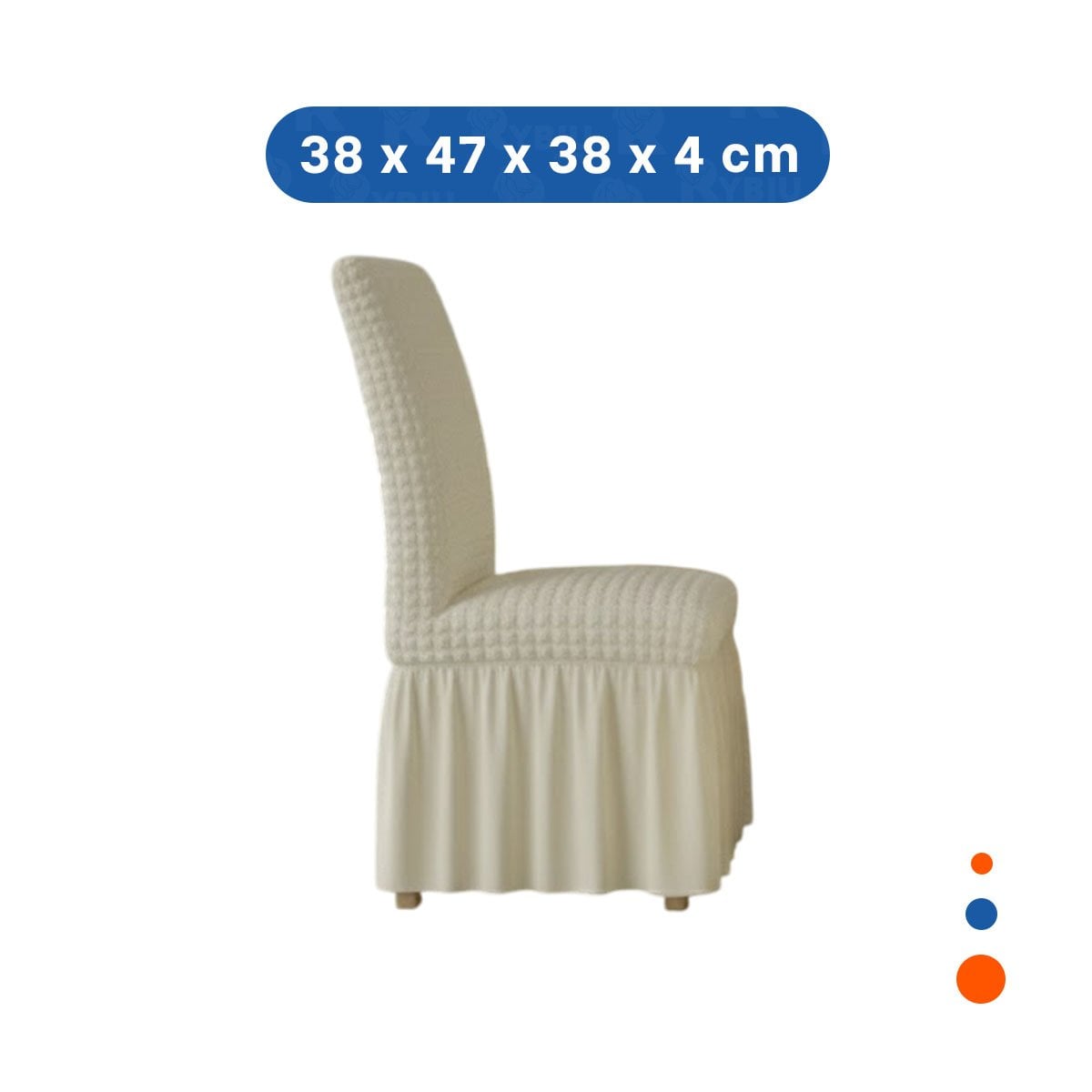 PACK4 FUNDA DE SILLA COLOR CREMA CON PATRON DE BURBUJAS ELASTICA Y+PAPEL REGALO - 4