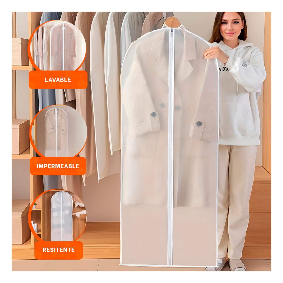 PACK6 COBERTURA PRACTICA DE ROPA 60X140CM BLANCO TRANSPARENTE AHORRO ESPACIO - 5