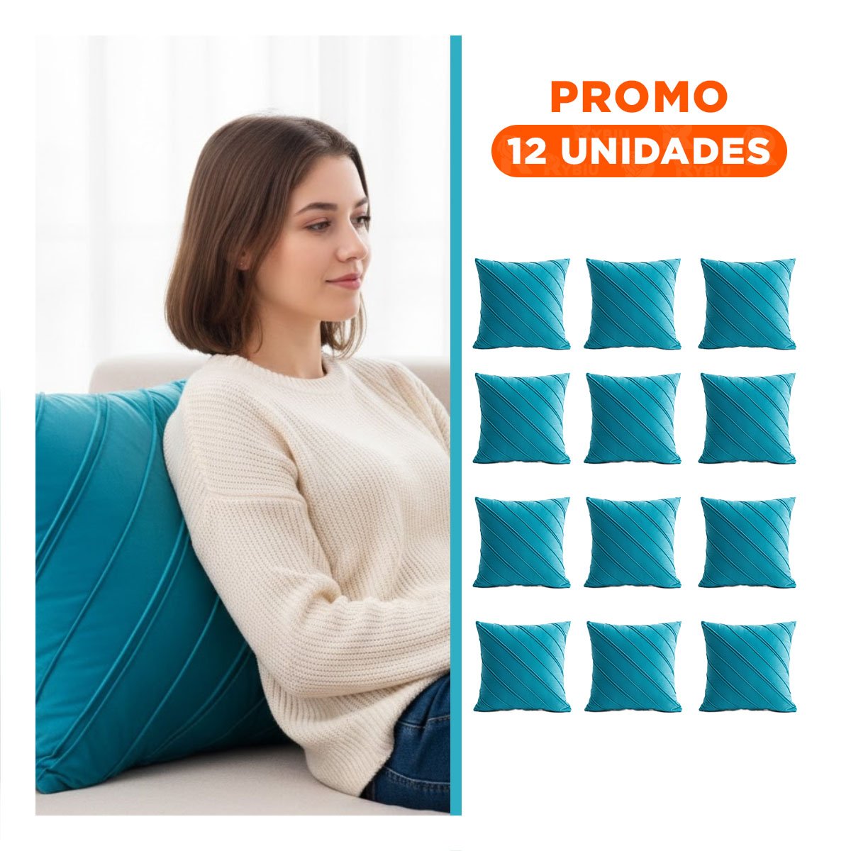 PACK12 FORRO CON SUPERFICIE DE TERCIOPELO Y EXPRESION DIAGONAL EN TURQUEZA Y+REGALO STICKER - 1