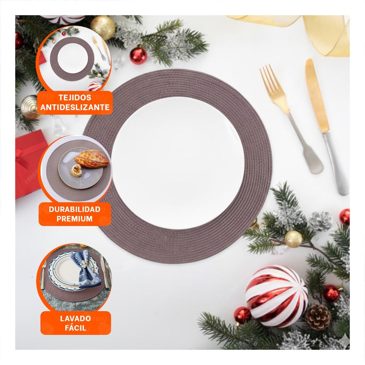PACK6 PROTECTOR CIRCULAR BOHO MORADO PARA DECORACION DE MESA Y+REGALO STICKER - 3