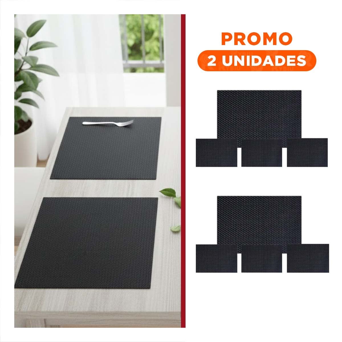 PACK2 ARTICULO DECORATIVO DE MESA RECTANGULAR 4 PIEZAS PARA COMEDOR - 1