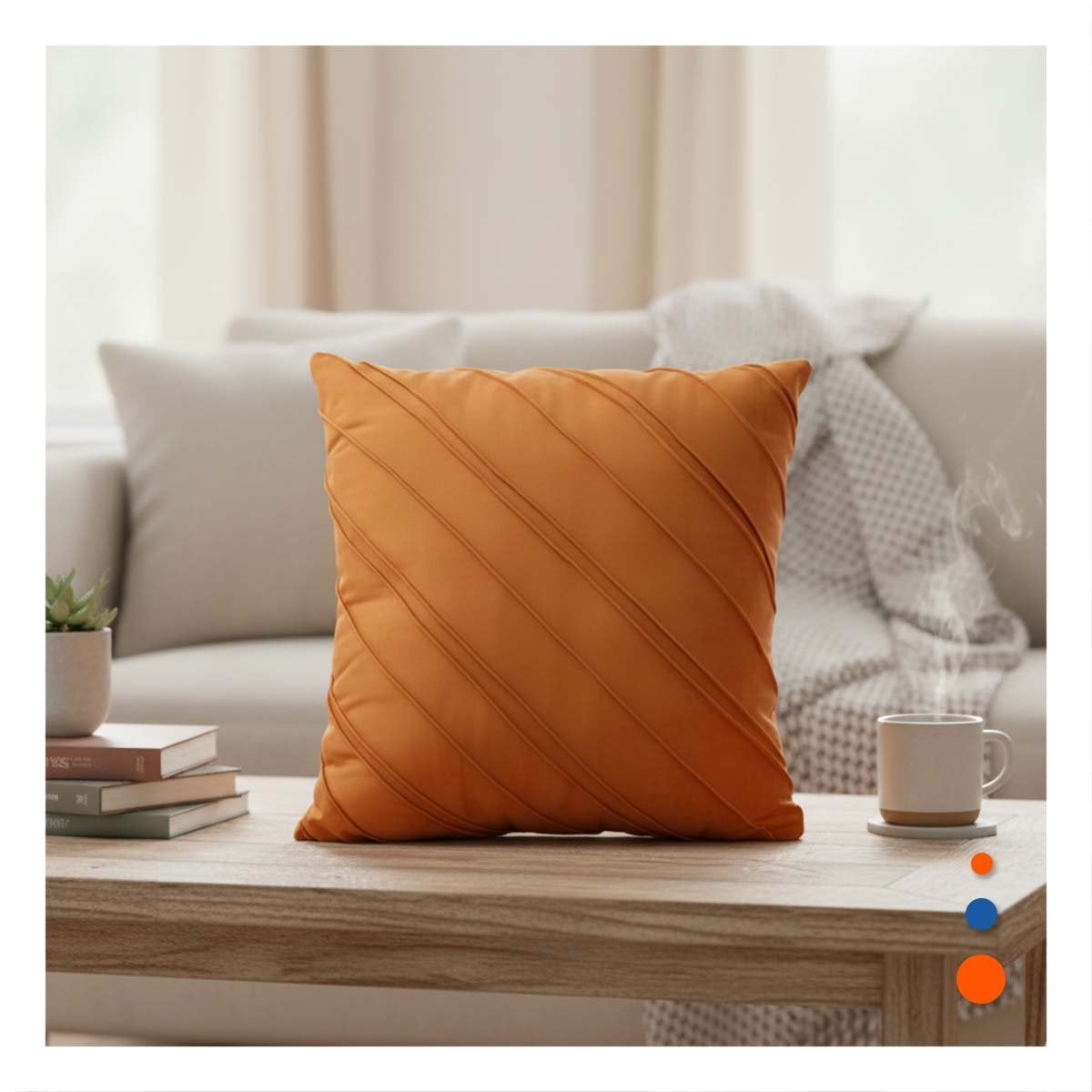 CUBIERTA DE USO DIARIO PARA ALMOHADA CON PATRON DIAGONAL Y TERCIOPELO NARANJA Y+LIGAS REGALO - 1