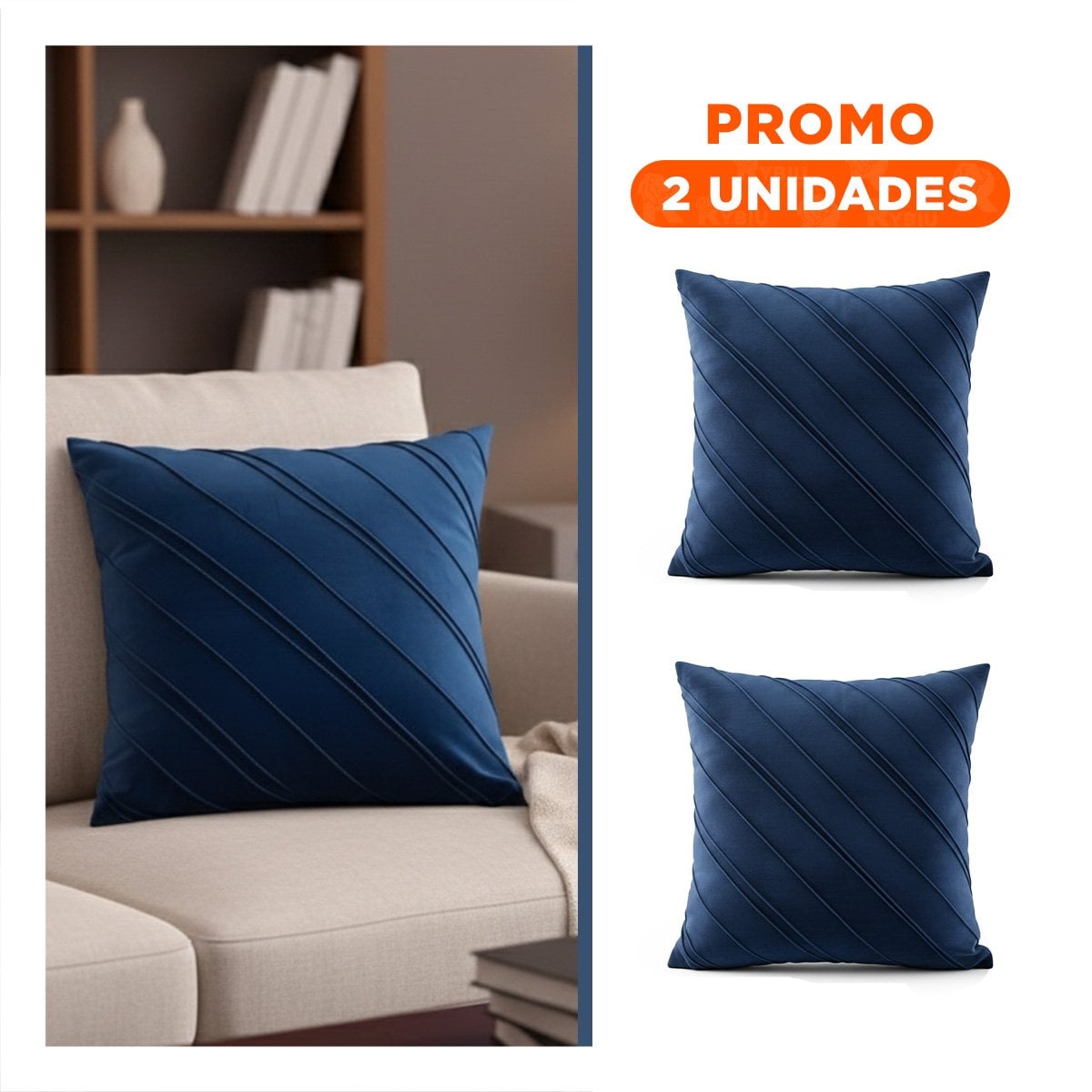 PACK2 FUNDA DE TERCIOPELO AZUL QUE INTEGRA RAYAS DIAGONALES CON LECTURA VISUAL CONTINUA - 1