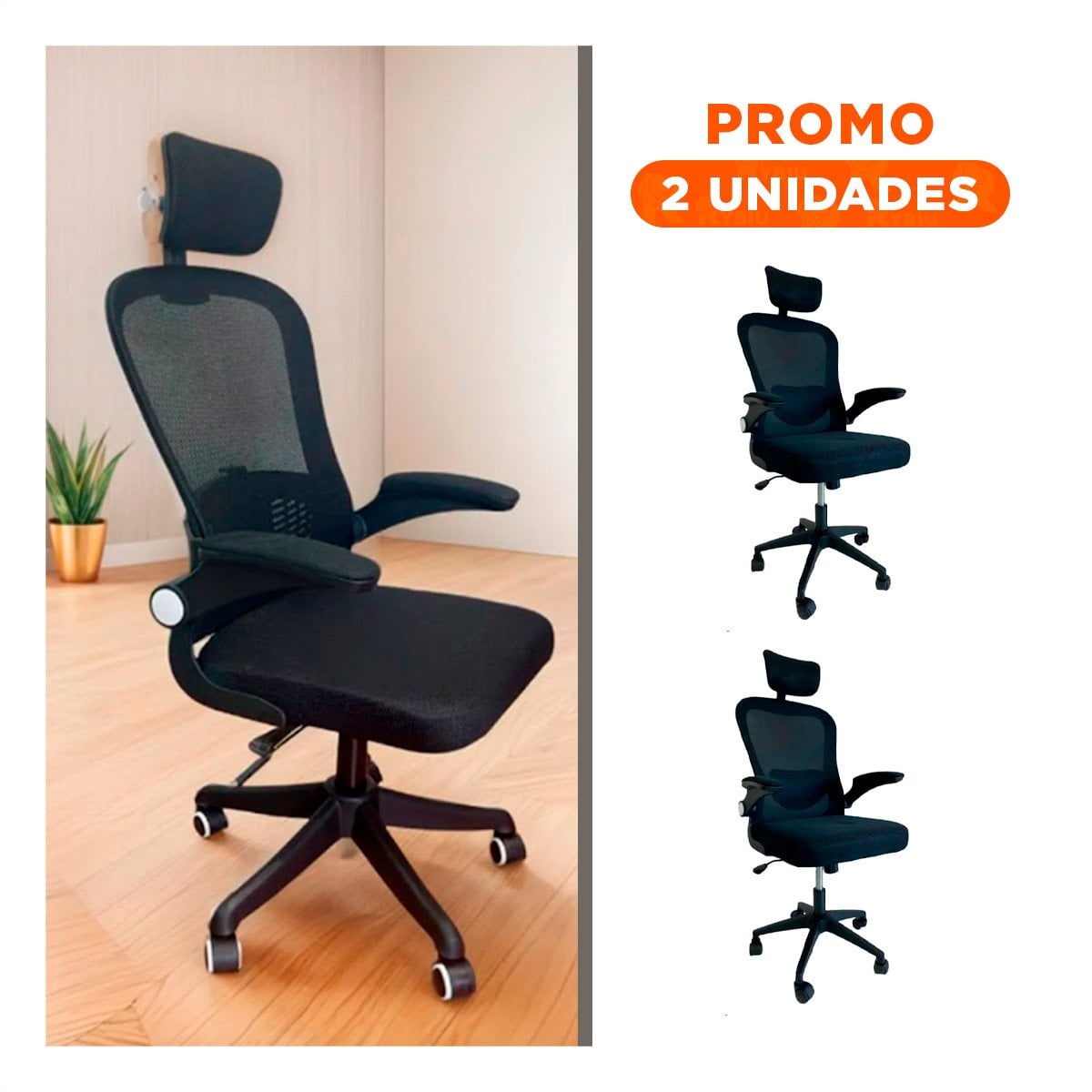 PACK2 BUTACA PROFESIONAL DE OFICINA PARA JORNADA LABORAL EN CASA NEGRO - 1