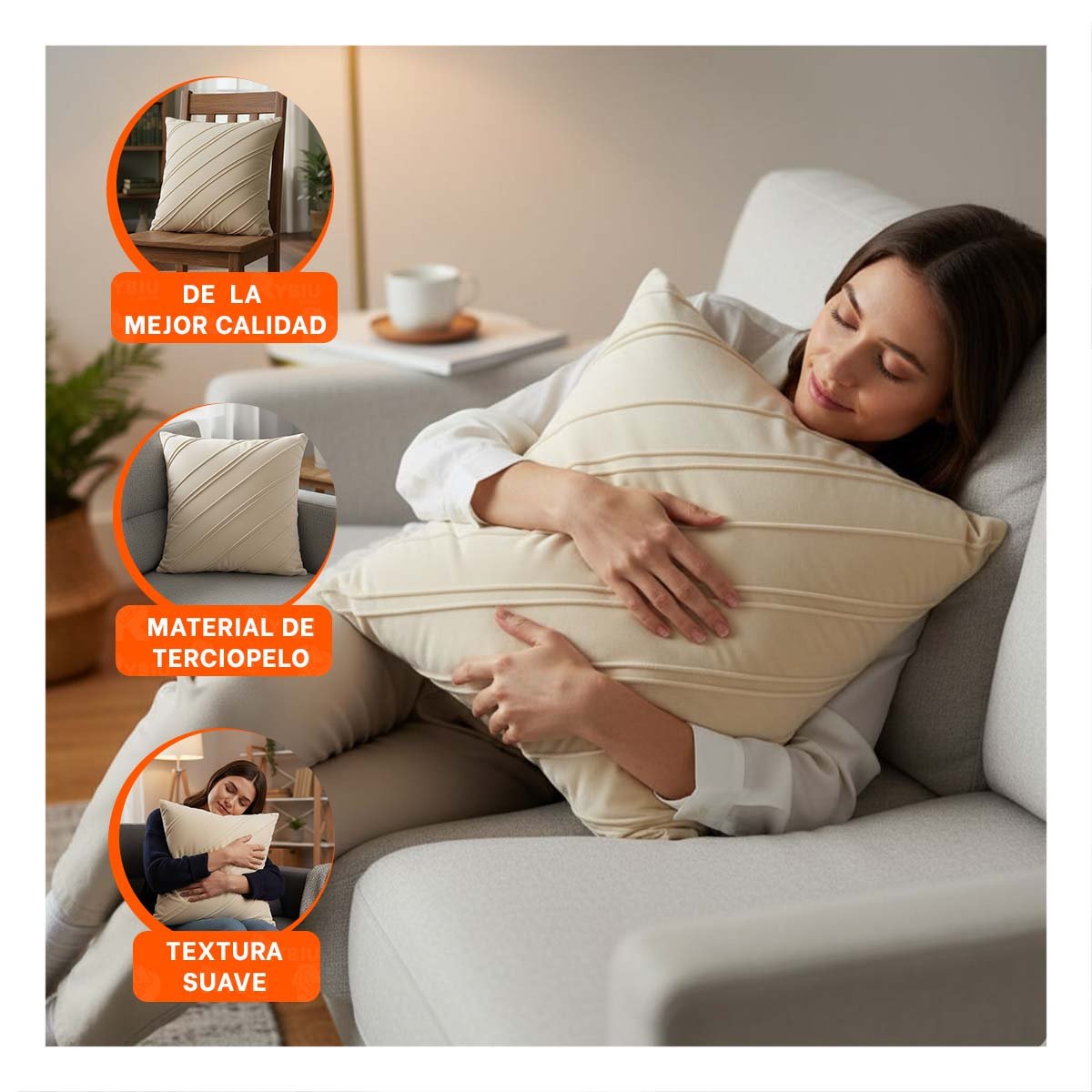 PACK6 FORRO DE TERCIOPELO CREMA CON RAYAS DIAGONALES BIEN DEFINIDAS Y+REGALO STICKER - 3