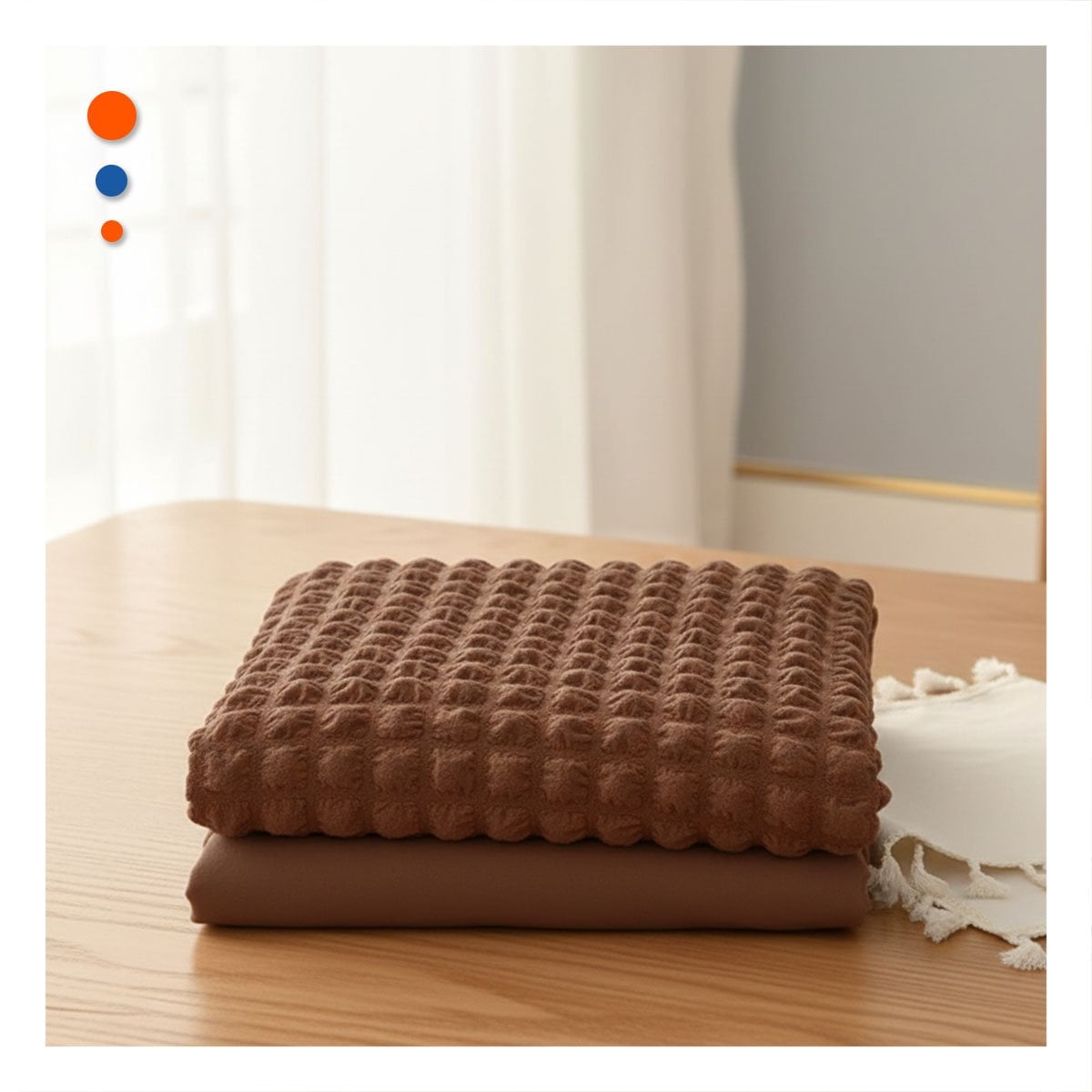 PACK4 FUNDA ELASTICA PARA SILLA CON RELIEVE CUADRADO COLOR MARRON - 2