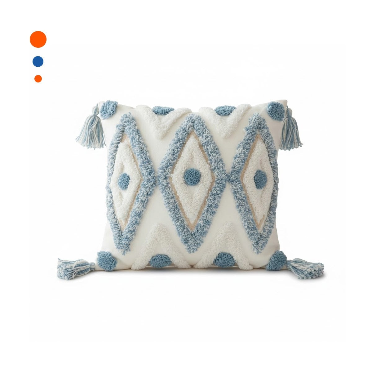 PACK12 PROTECTOR POLIESTER COLOR CREMA Y CELESTE CON BOHO DE ROMBOS DE 45CM Y+REGALO STICKER - 2
