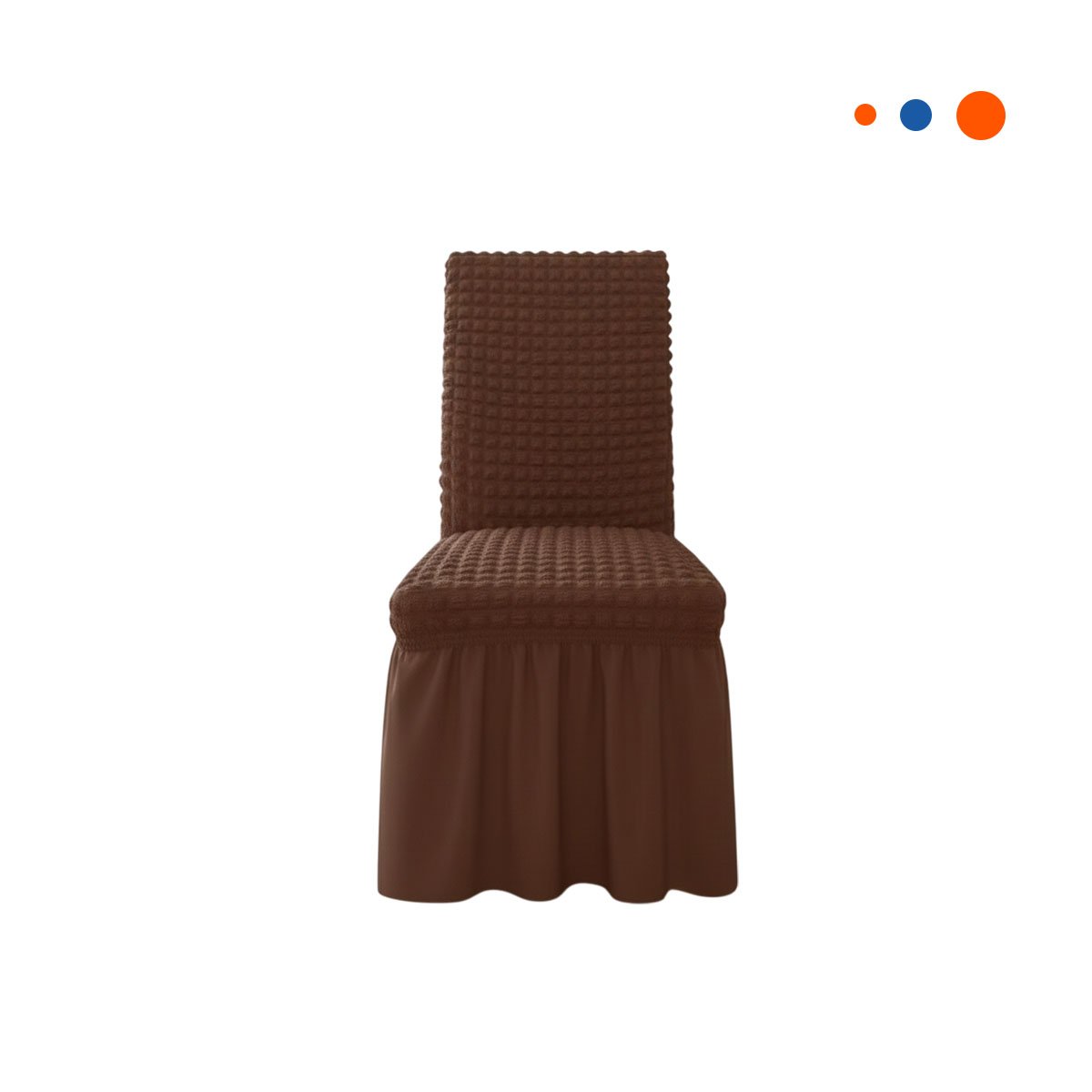 CUBIERTA ELASTICA COLOR MARRON PARA SILLA CON RELIEVE GEOMETRICO CUADRADO Y+REGALO STICKER - 3