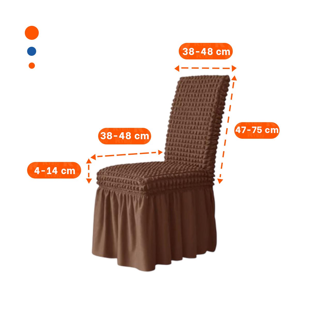 CUBIERTA ELASTICA COLOR MARRON PARA SILLA CON RELIEVE GEOMETRICO CUADRADO Y+REGALO STICKER - 4