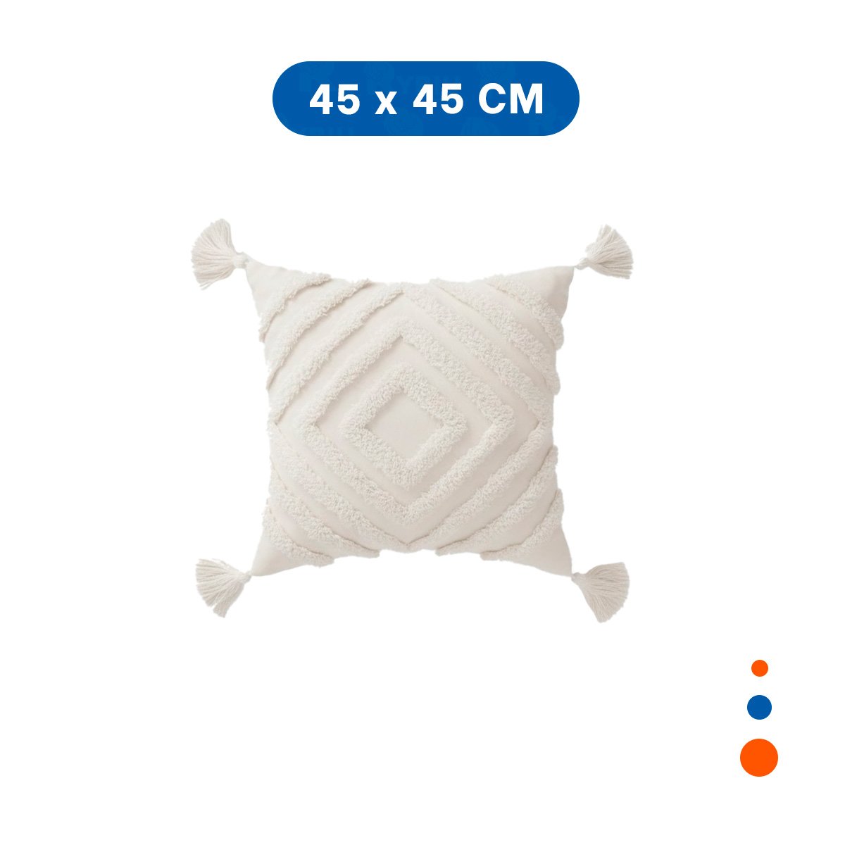 PACK4 FUNDA BOHO DE ROMBOS CRECIENDO CON BASE TEXTIL EN POLIESTER CREMA Y+PAPEL REGALO - 4