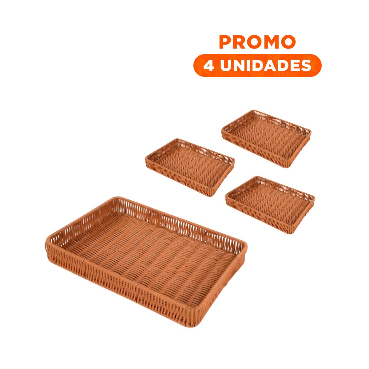 PACK4 CESTO RECTANGULAR DE PLASTICO TEJIDO 30X20X4CM PARA GUARDAR LLAVES Y+REGALO STICKER - 1