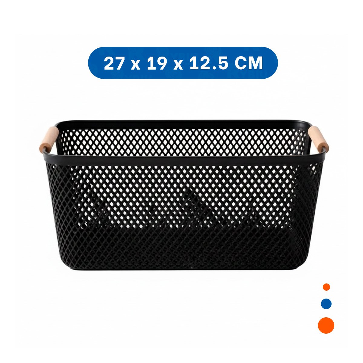 PACK6 ORGANIZADOR ESTILO MODERNO DE MALLA CON ASAS DE MADERA NEGRO PARA COLOCAR ARTICULOS - 4