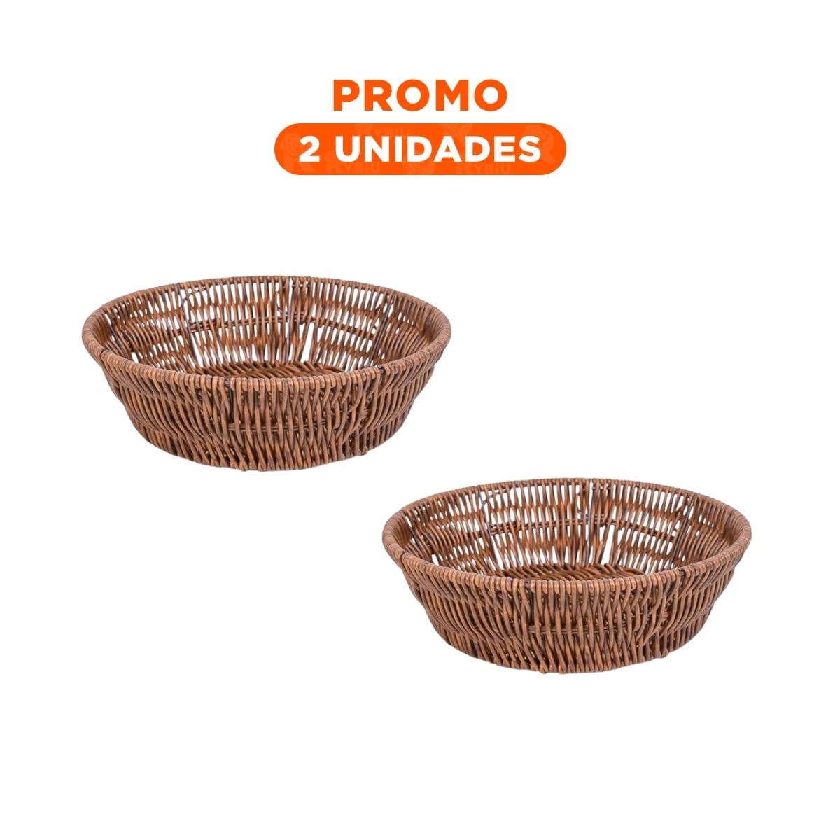 PACK2 CONTENEDOR TEJIDO CIRCULAR 21X15X7CM MARRON PARA ORDEN EN HOGAR PLUS - 1