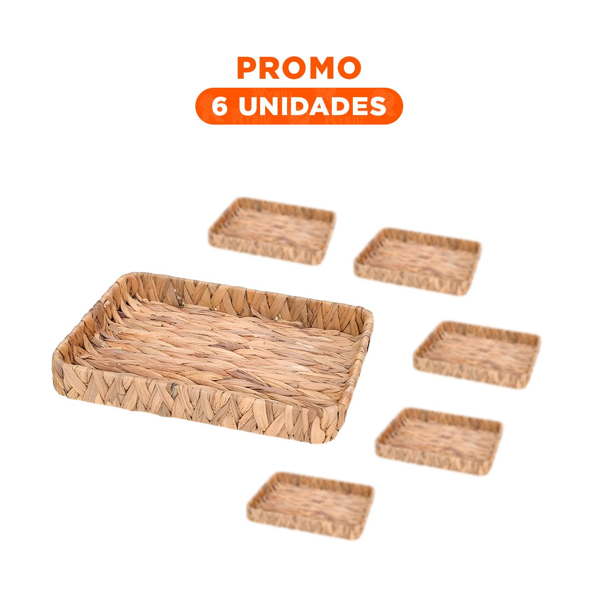 PACK6 CESTA TEJIDA RECTANGULAR GRASS 36X28X6CM MOSTAZA PARA CASA Y ORGANIZAR OBJETOS - 1