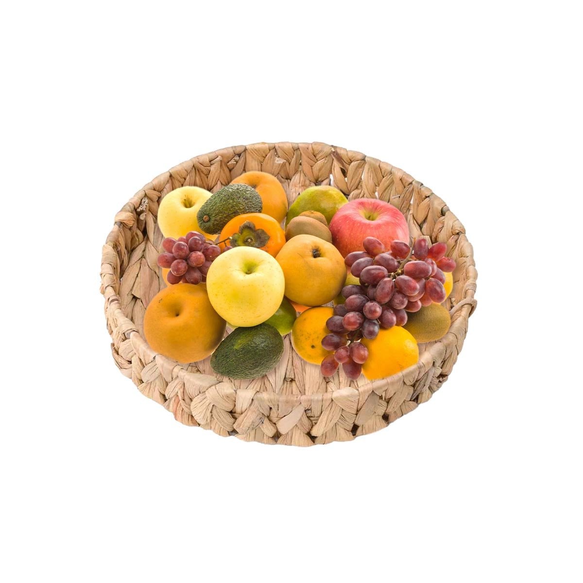 CESTA CIRCULAR TEJIDA GRASS 23X4CM MOSTAZA PARA CASA Y DECORACION FESTIVA YPAPEL REGALO - 1