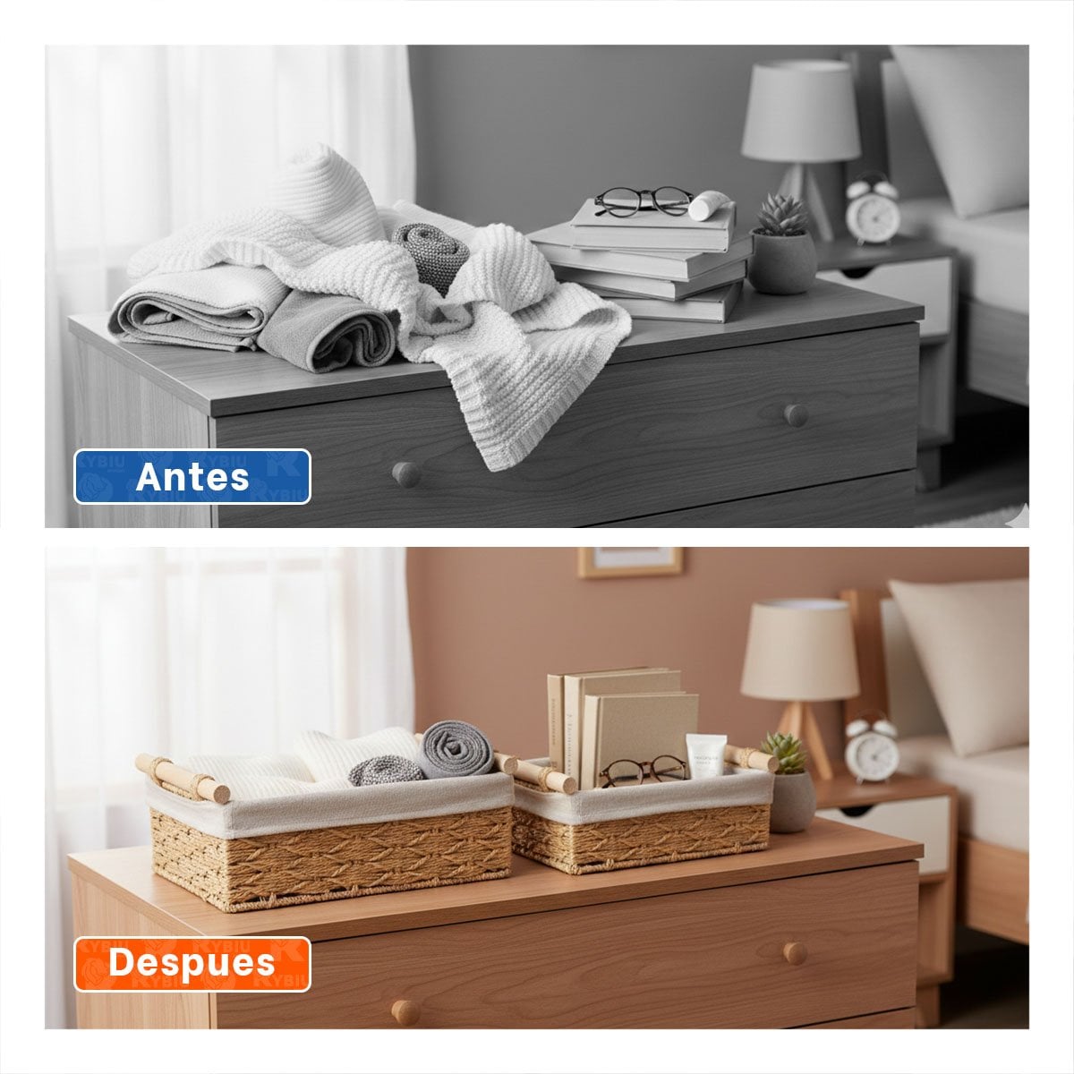 CONTENEDOR DE ALMACENAJE PARA DORMITORIO MOSTAZA 24.5X14.5CM Y+POST IT - 1