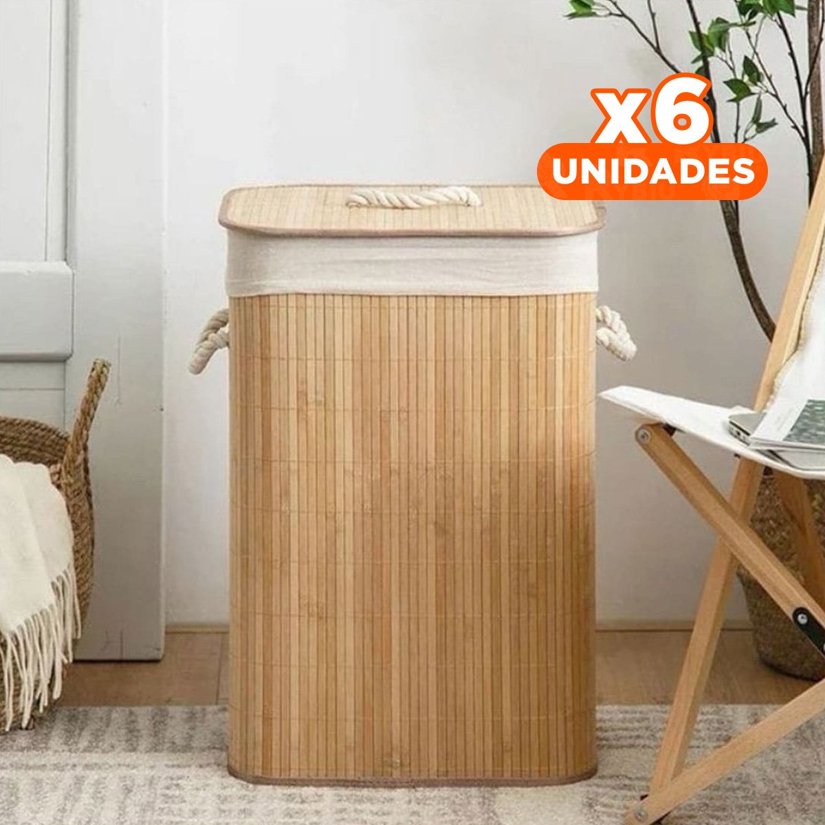 PACK6 ESTRUCTURA PLEGABLE DE BAMBU CON TAPA PARA ORGANIZACION EN CASA Y+REGALO STICKER - 1