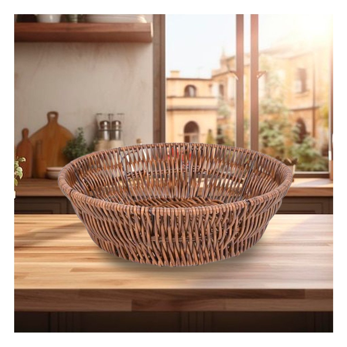 PACK2 RECIPIENTE TEJIDO CIRCULAR 21X15X7CM MARRON FUNCIONAL ALMACENAMIENTO PLUS Y+PAPEL REGALO - 2