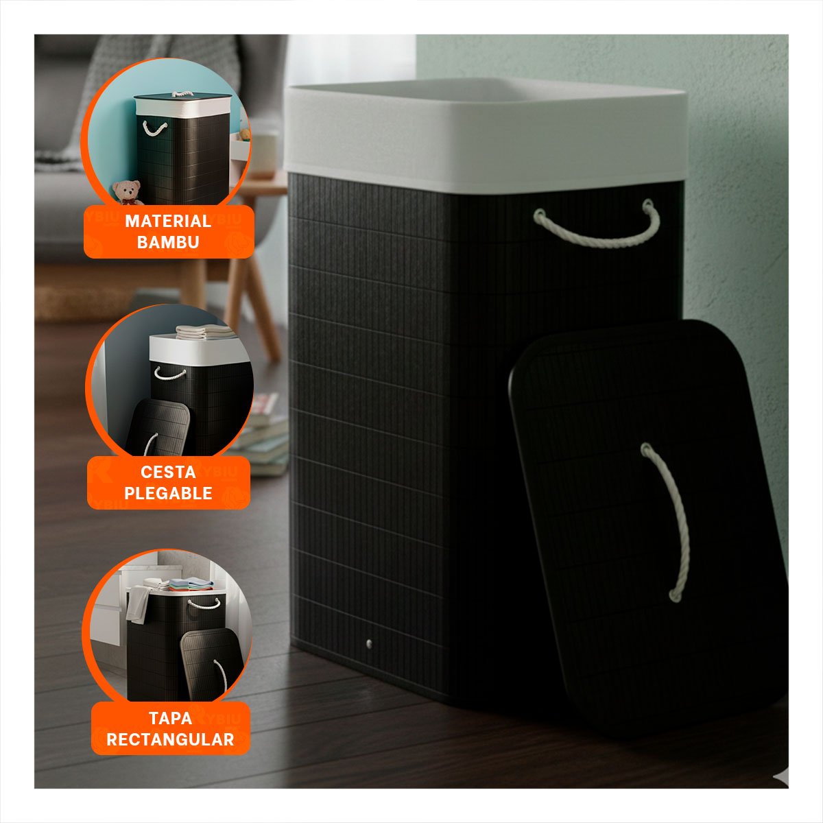 PACK2 MUEBLE PLEGABLE RECTANGULAR CON TAPA PARA ORGANIZACION PRACTICA Y+PAPEL REGALO - 5