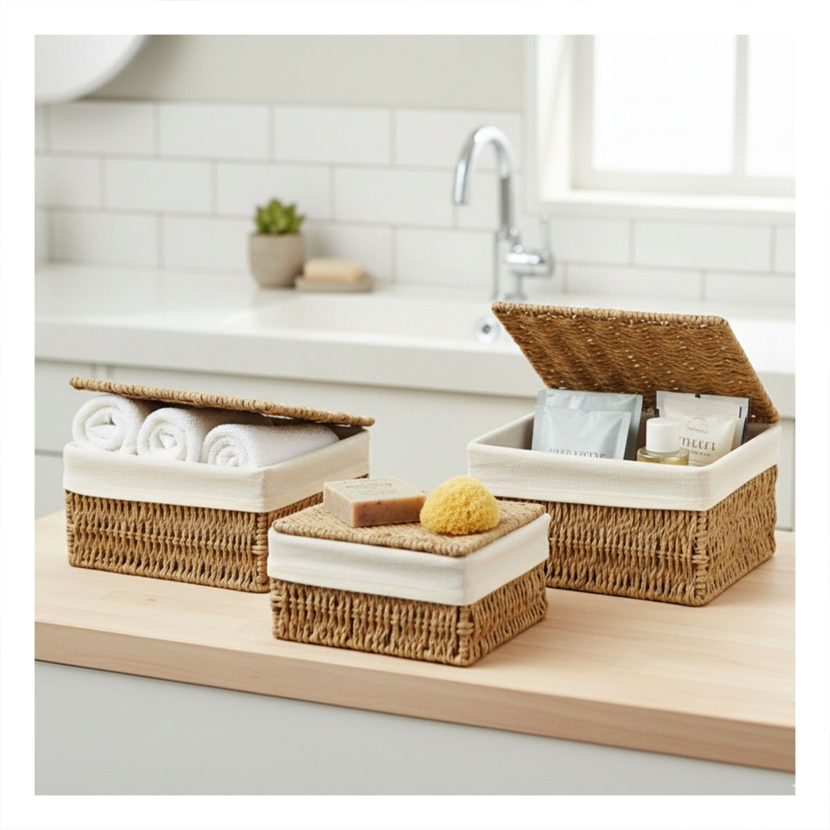 CESTA PRACTICA PARA CLOSET CON CUBIERTA MOSTAZA 38X28 33X23 28X18 Y+POST IT - 3