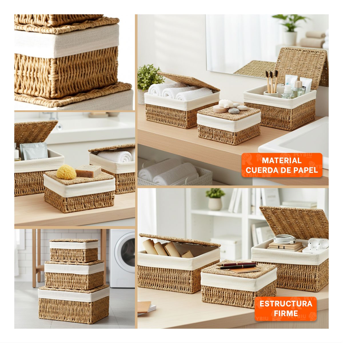 CESTA PRACTICA PARA CLOSET CON CUBIERTA MOSTAZA 38X28 33X23 28X18 Y+POST IT - 5