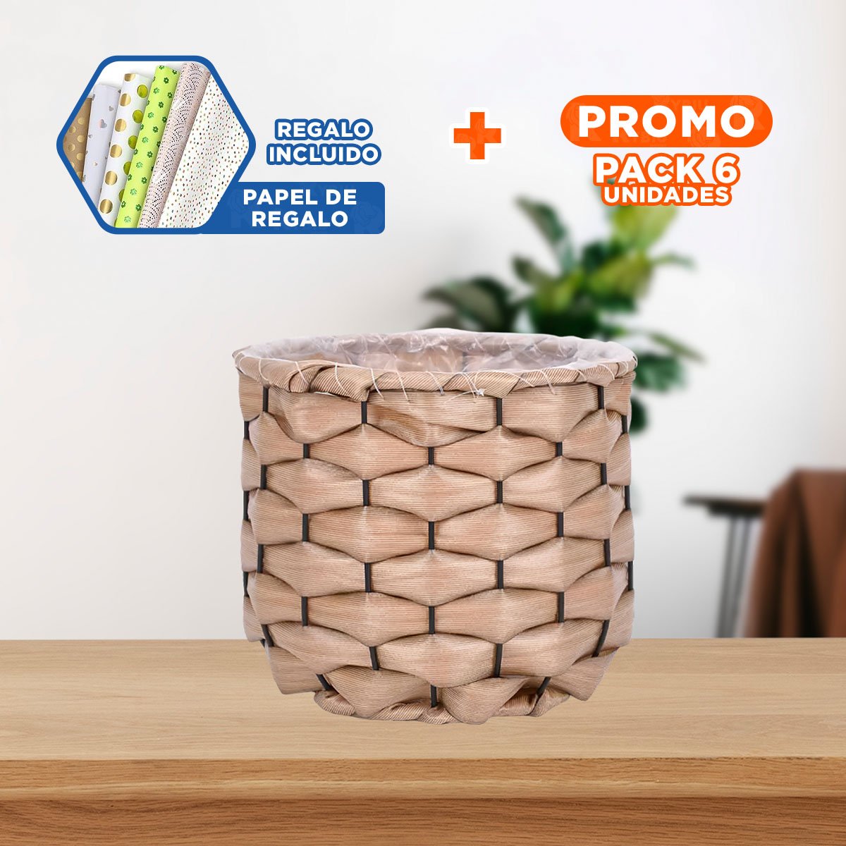 PACK6 ELEMENTO PARA DECORACION ENTRELAZADO CON FORRO INTERIOR Y USO EN EL HOGAR Y+PAPEL REGALO - 1
