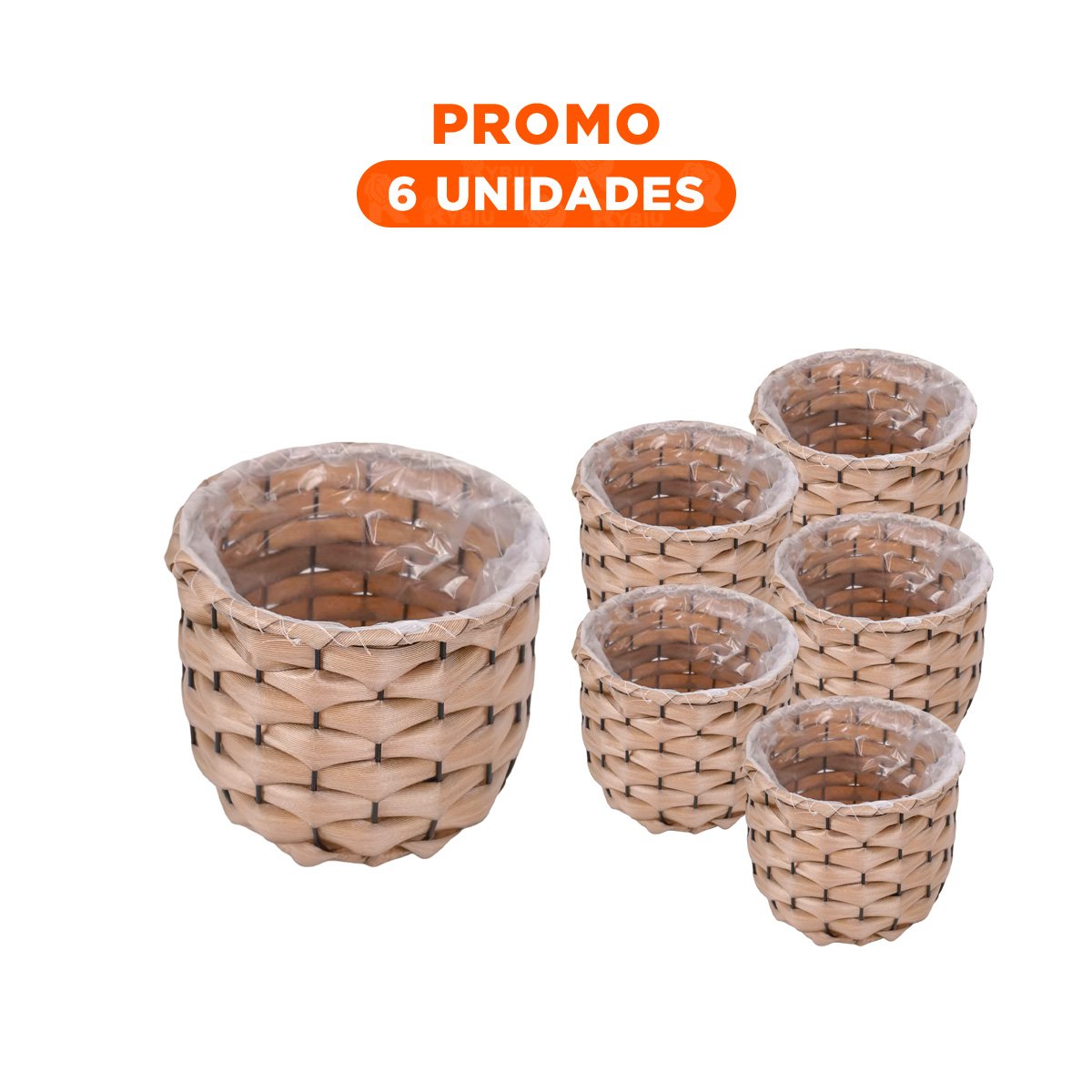PACK6 CANASTILLA PARA DECORACION INTERIOR CON APARIENCIA NATURAL - 1
