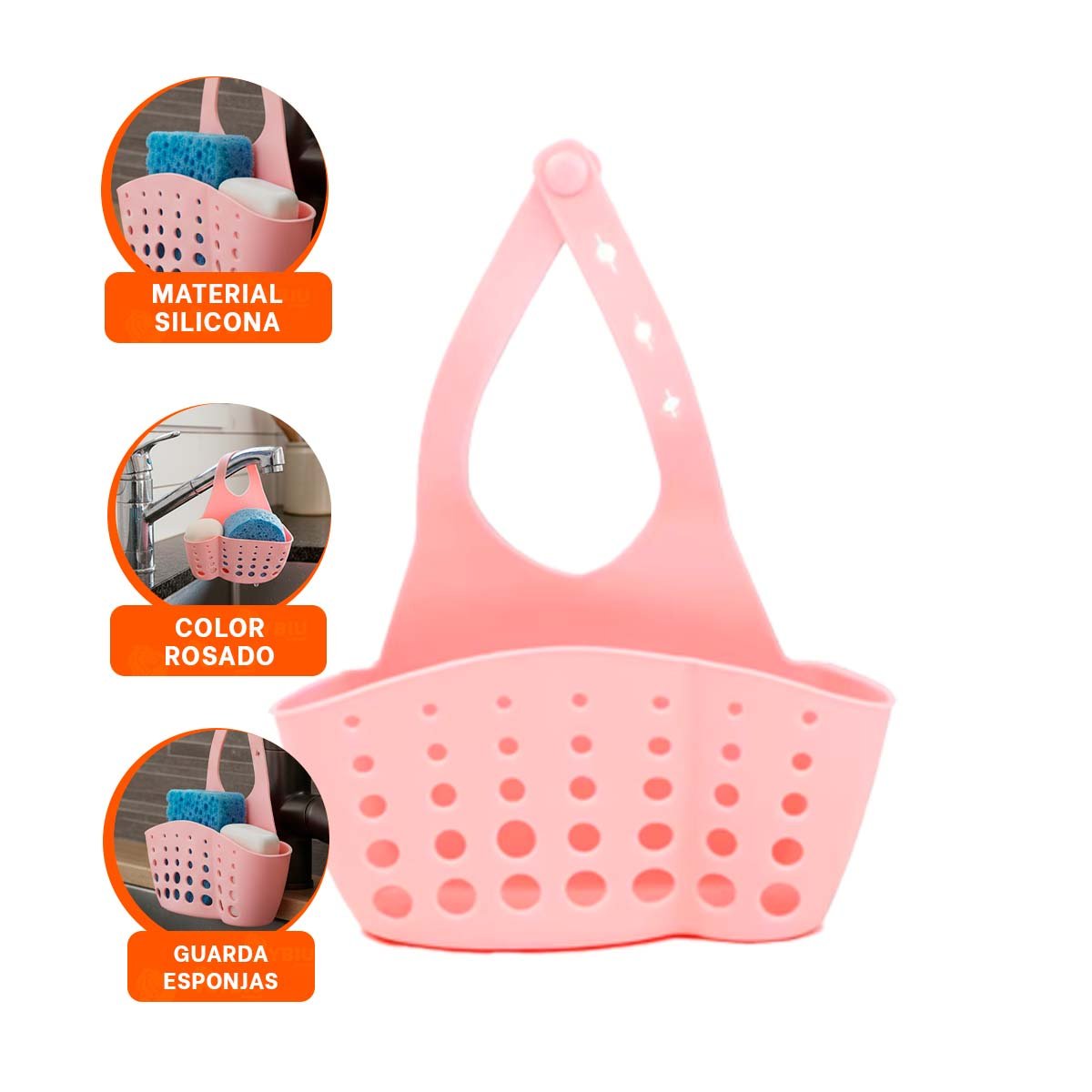 PORTAOBJETOS COLGANTE ROSADO PARA ORGANIZAR PRODUCTOS DE BANO 19X15CM - 3