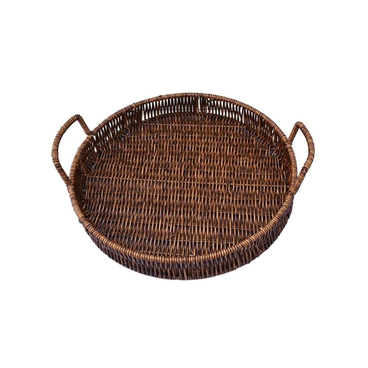 CONTENEDOR TEJIDA CIRCULAR CON ASAS PARA ORGANIZAR ROPA MARRON Y+REGALO STICKER - 3
