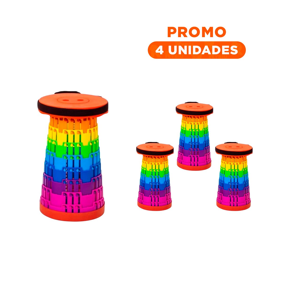PACK4 TABURETE PRACTICO CON SISTEMA PLEGABLE Y SEGUROS PARA CASA Y+REGALO STICKER - 1