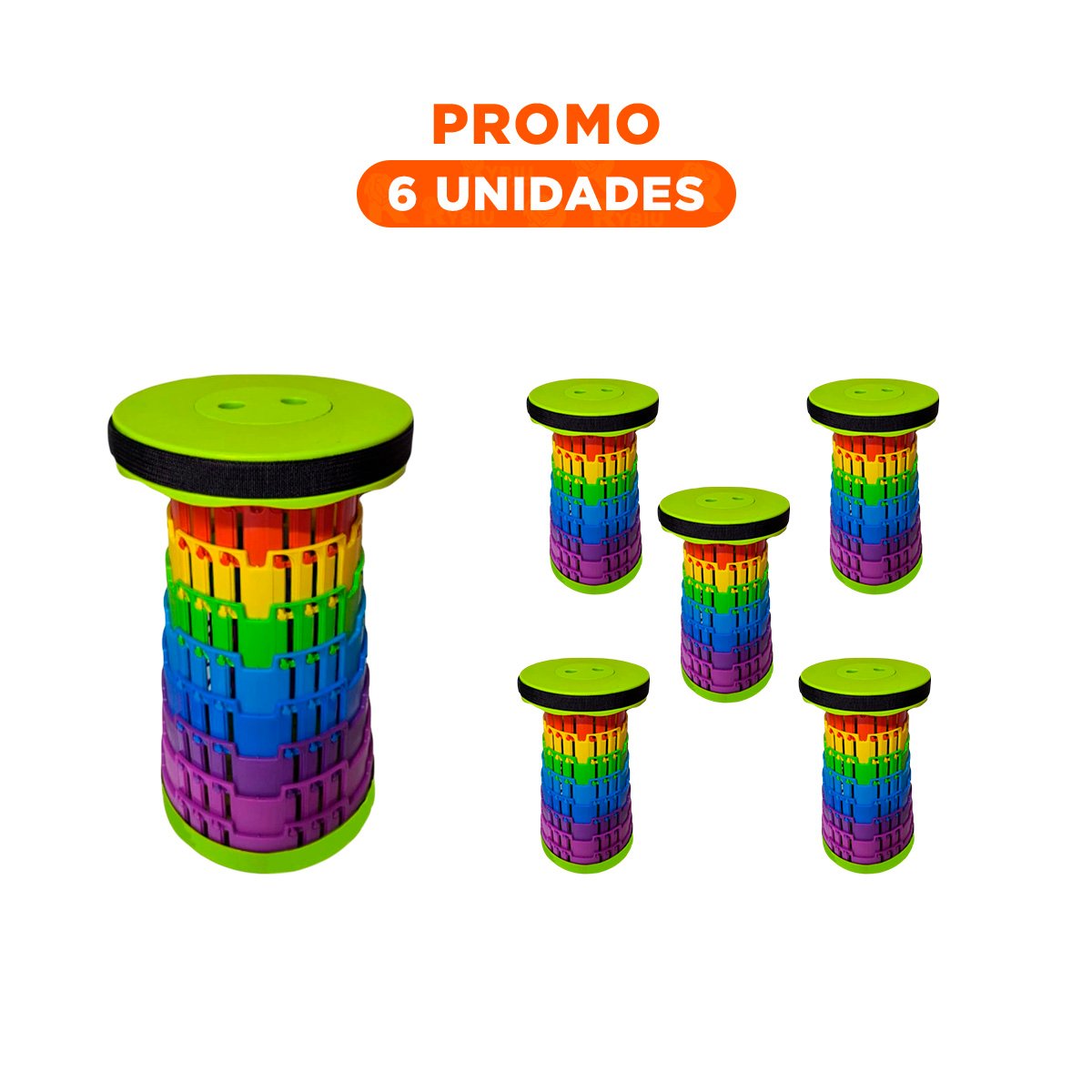 PACK6 TABURETE VERSATIL CON TRES SEGUROS PLEGABLE PARA ACTIVIDADES - 1