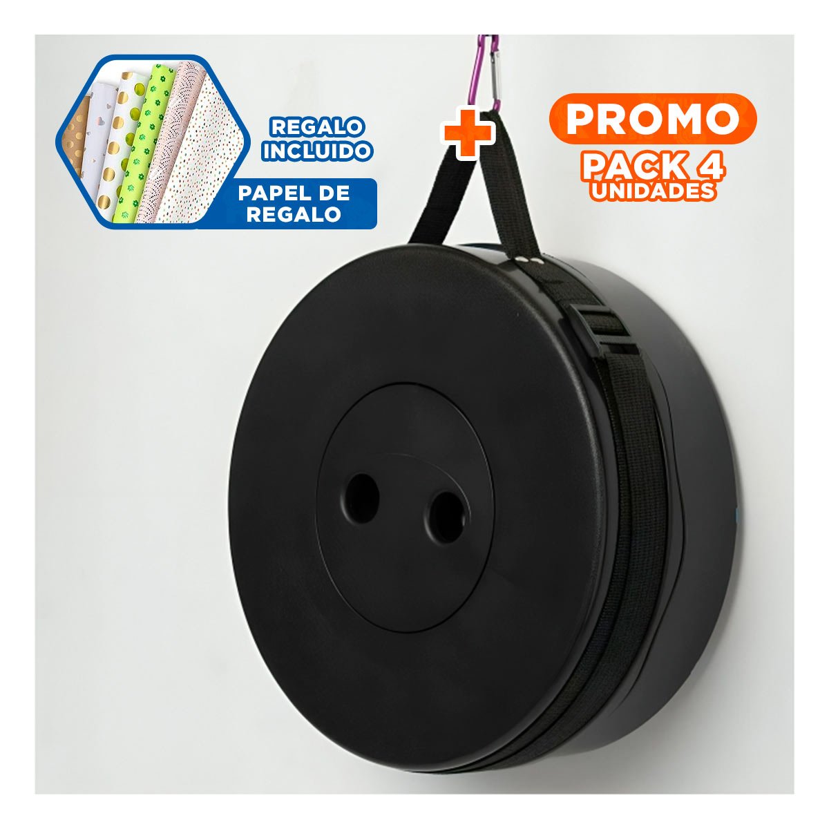 PACK4 TABURETE RESISTENTE PLEGABLE 3 SEGUROS PORTATILES TAPA NEGRO CENTRO NEGRO Y+PAPEL REGALO - 1