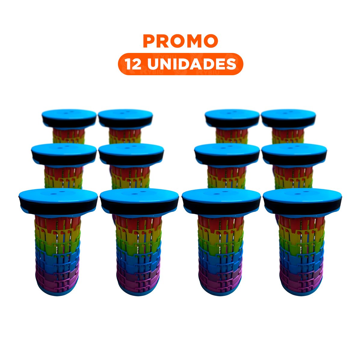 PACK12 BUTACA PLEGABLE RESISTENTE CON DISENO COMPACTO AZUL MULTICOLOR - 1