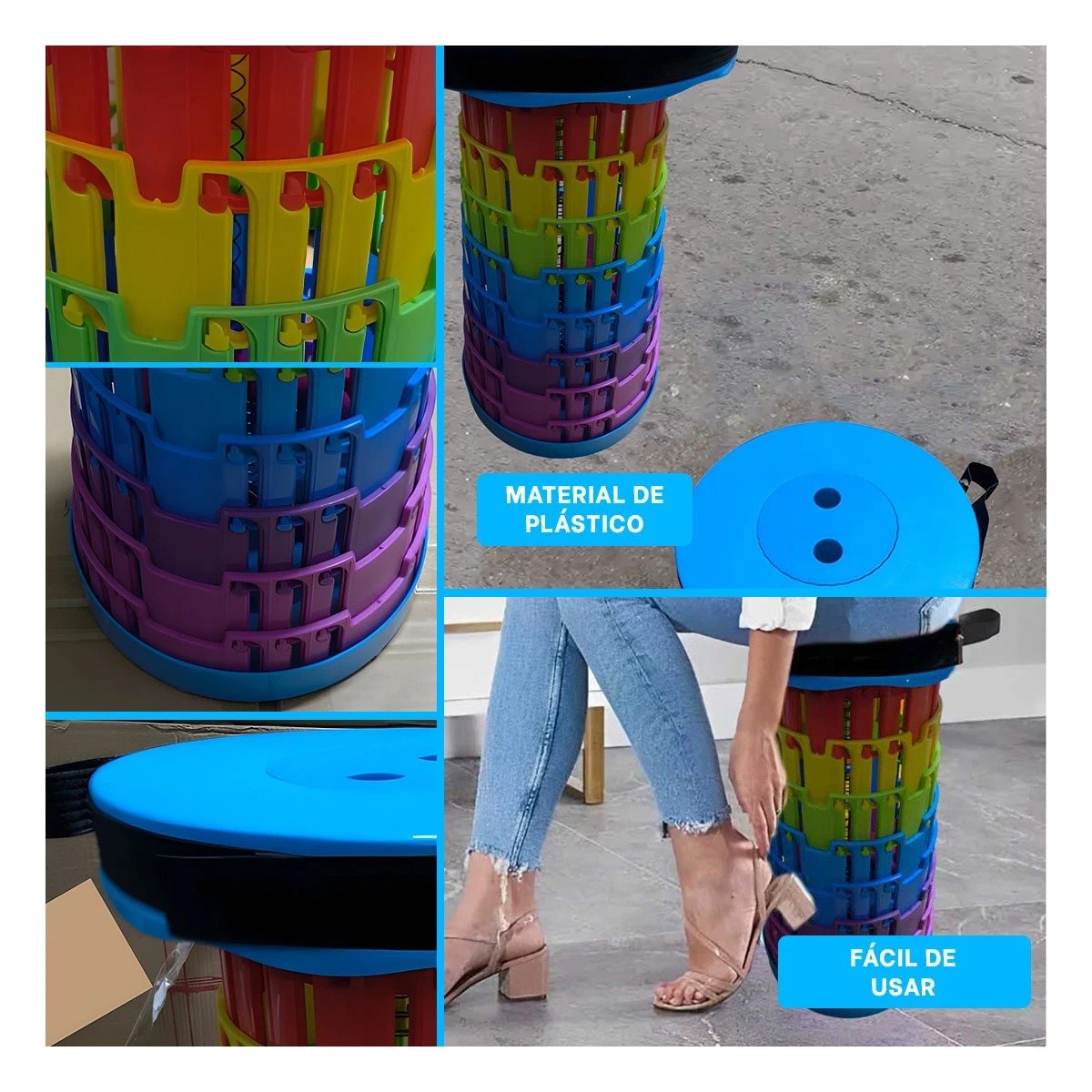 PACK12 BUTACA PLEGABLE RESISTENTE CON DISENO COMPACTO AZUL MULTICOLOR - 2