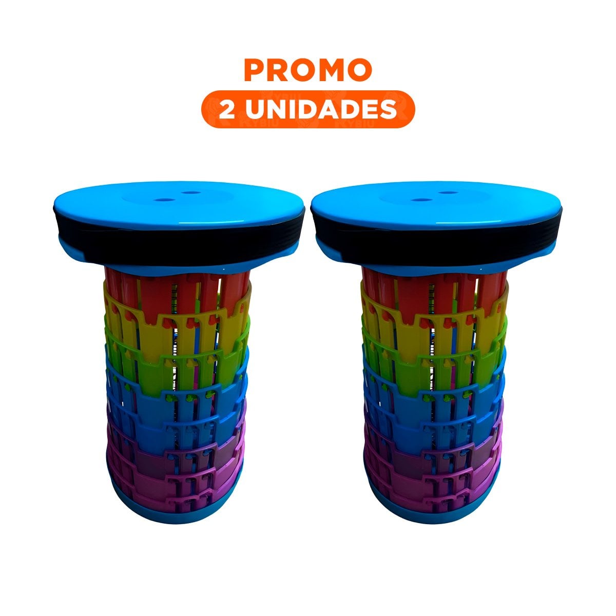 PACK2 ASIENTO PLEGABLE LIVIANO PARA TRASLADO SIMPLE AZUL MULTICOLOR Y+REGALO STICKER - 1