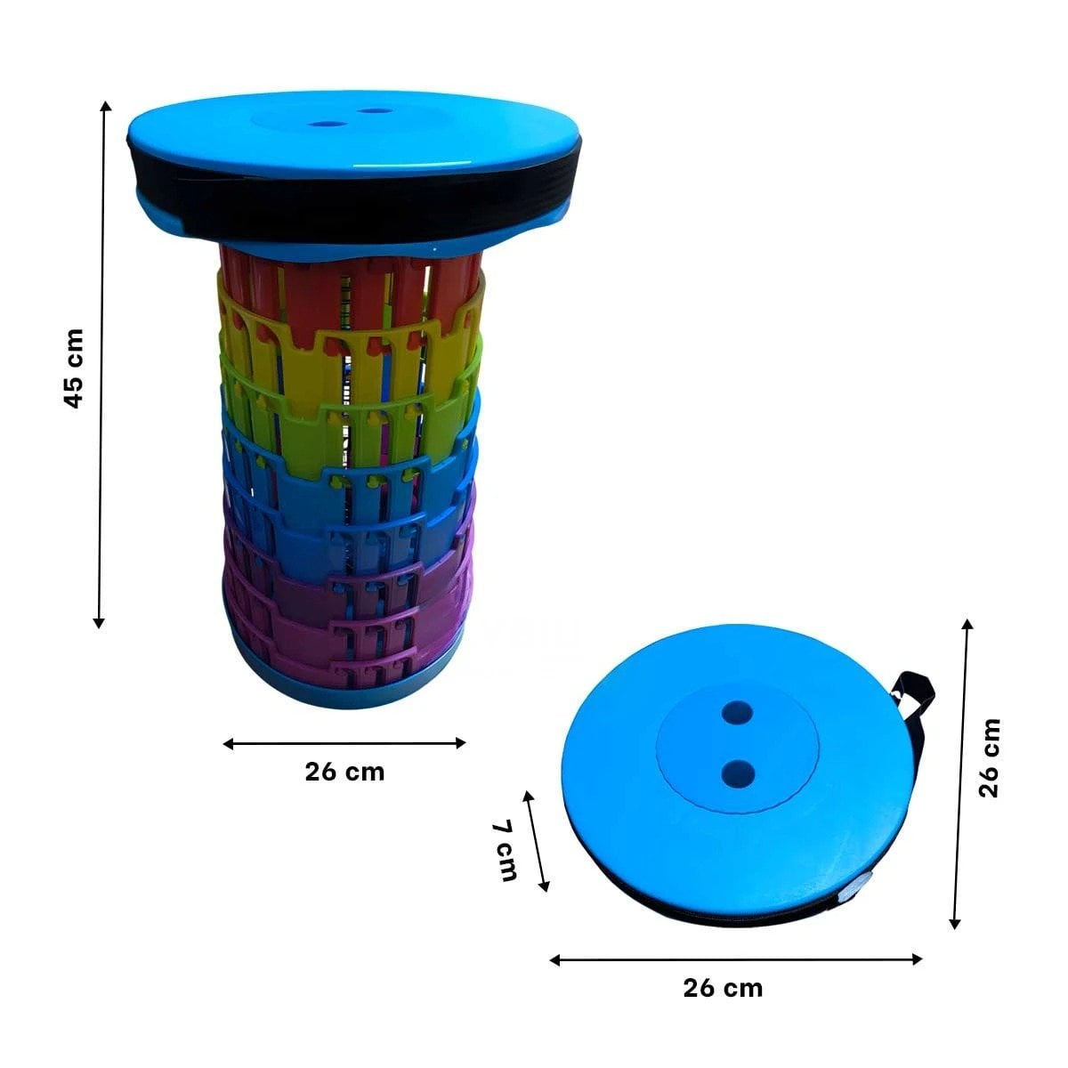 PACK2 ASIENTO PLEGABLE LIVIANO PARA TRASLADO SIMPLE AZUL MULTICOLOR Y+REGALO STICKER - 4