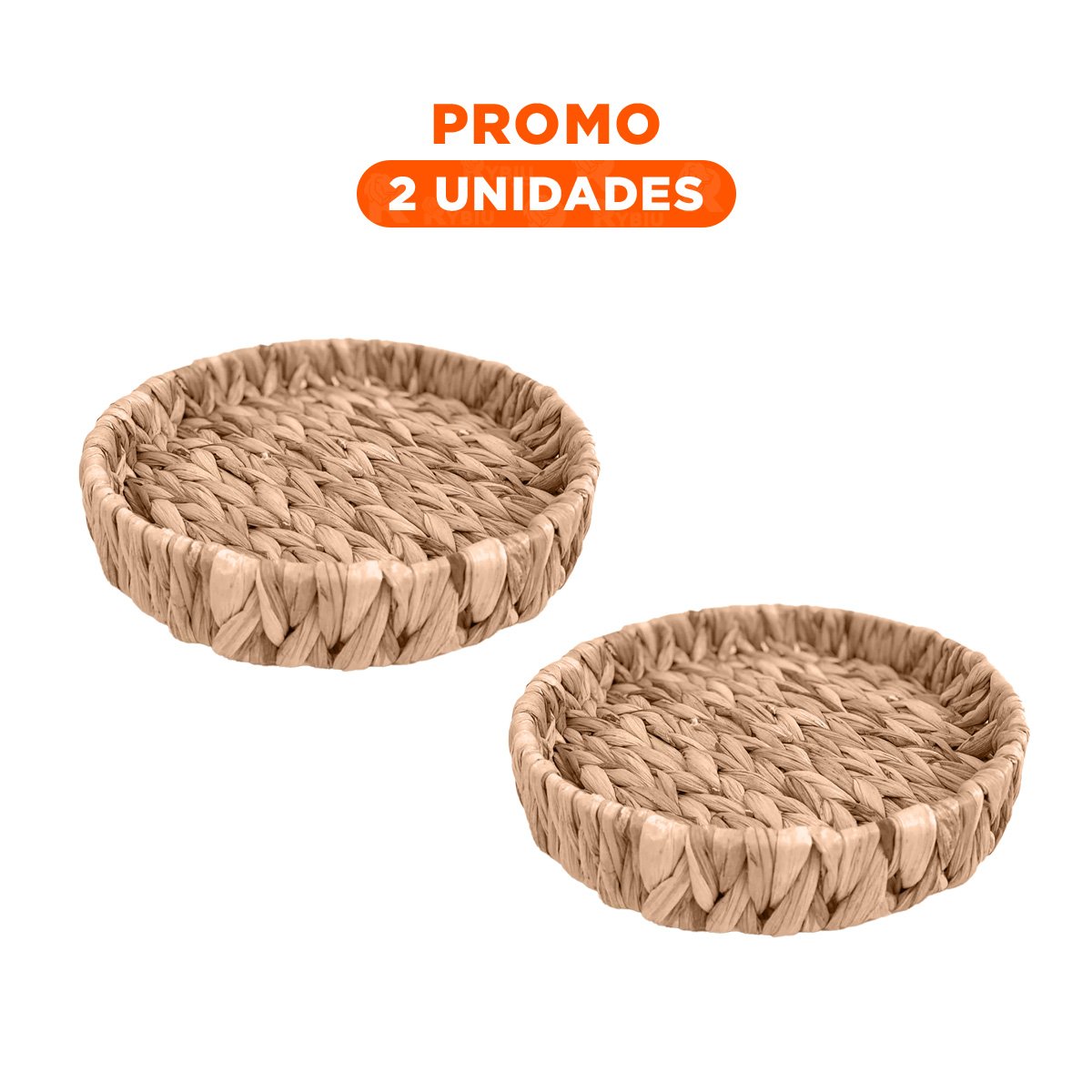 PACK2 CANASTA TEJIDA CIRCULAR GRASS 23X4CM MOSTAZA PARA HOGAR Y NAVIDAD DECORATIVA - 1