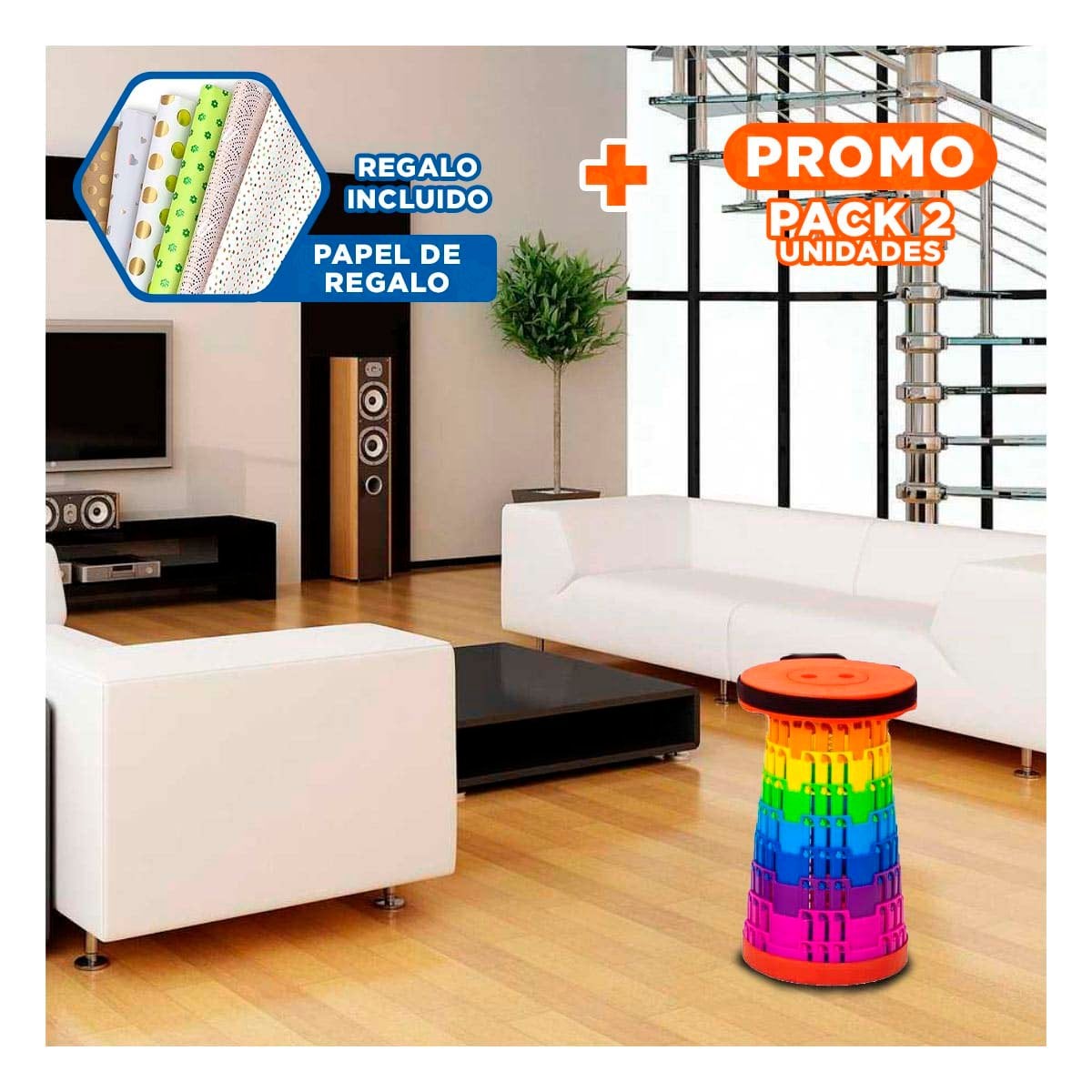 PACK2 SILLA PRACTICA CON SEGUROS Y SISTEMA PLEGABLE PARA CASA YPAPEL REGALO - 1
