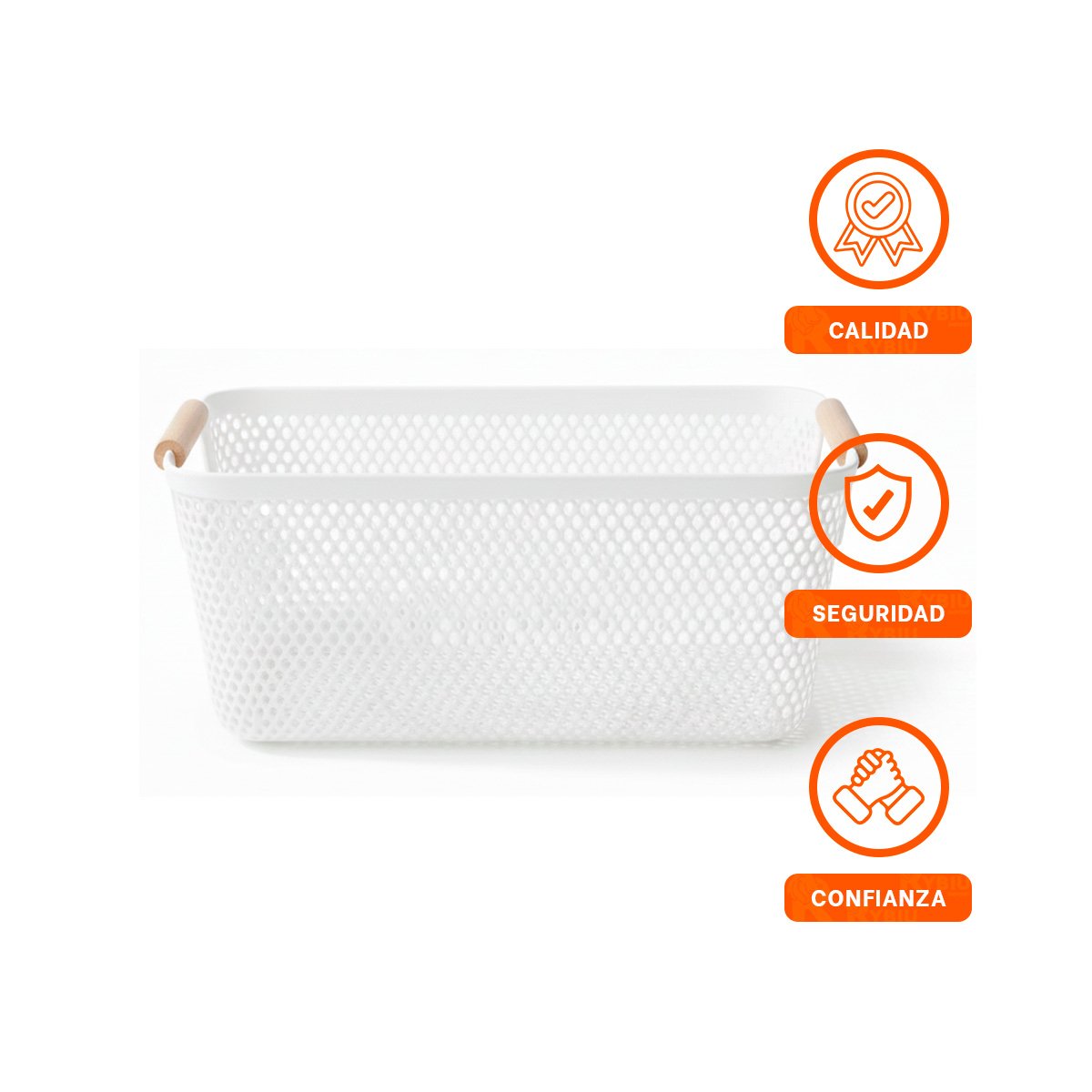 CAJON MULTIFUNCIONAL MALLA CON ASAS DE MADERA BLANCO PARA COCINA Y SALA Y+LIGAS REGALO - 3