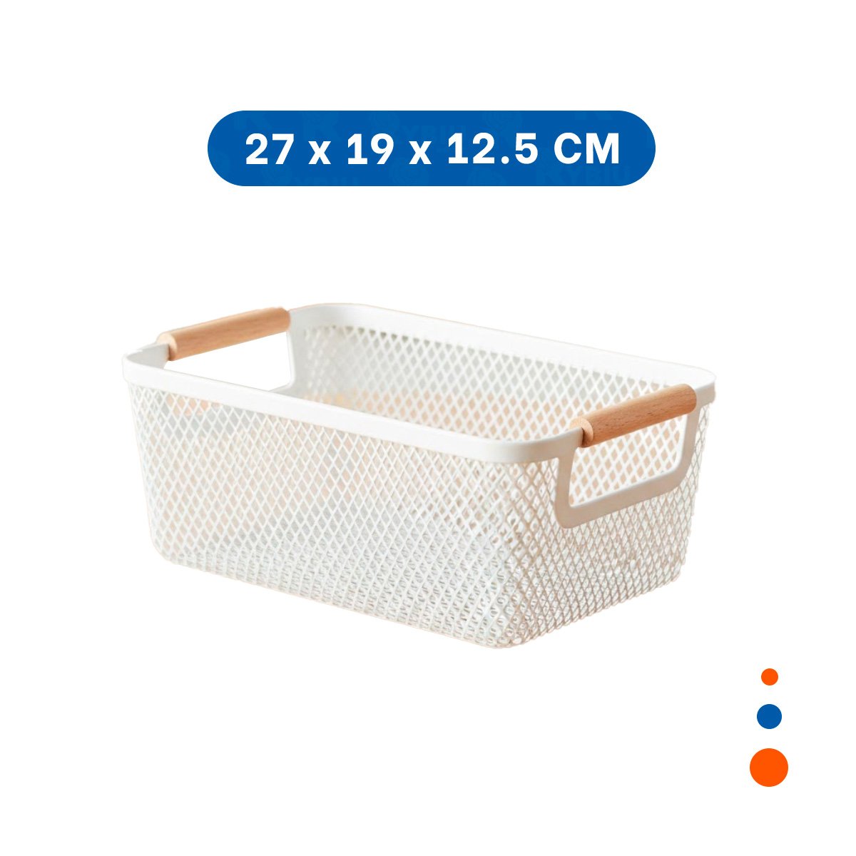 CAJON MULTIFUNCIONAL MALLA CON ASAS DE MADERA BLANCO PARA COCINA Y SALA Y+LIGAS REGALO - 4