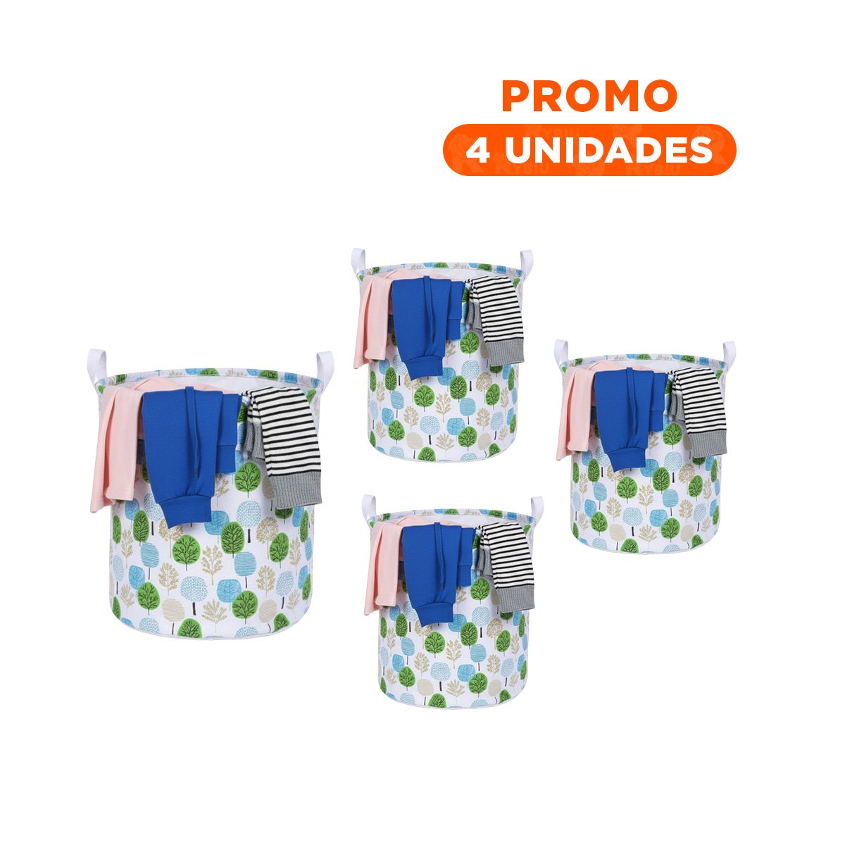 PACK4 RECIPIENTE DE ARBOLES PARA ROPA QUE FACILITA TRANSPORTE SEGURO 43X35CM Y+REGALO STICKER - 1
