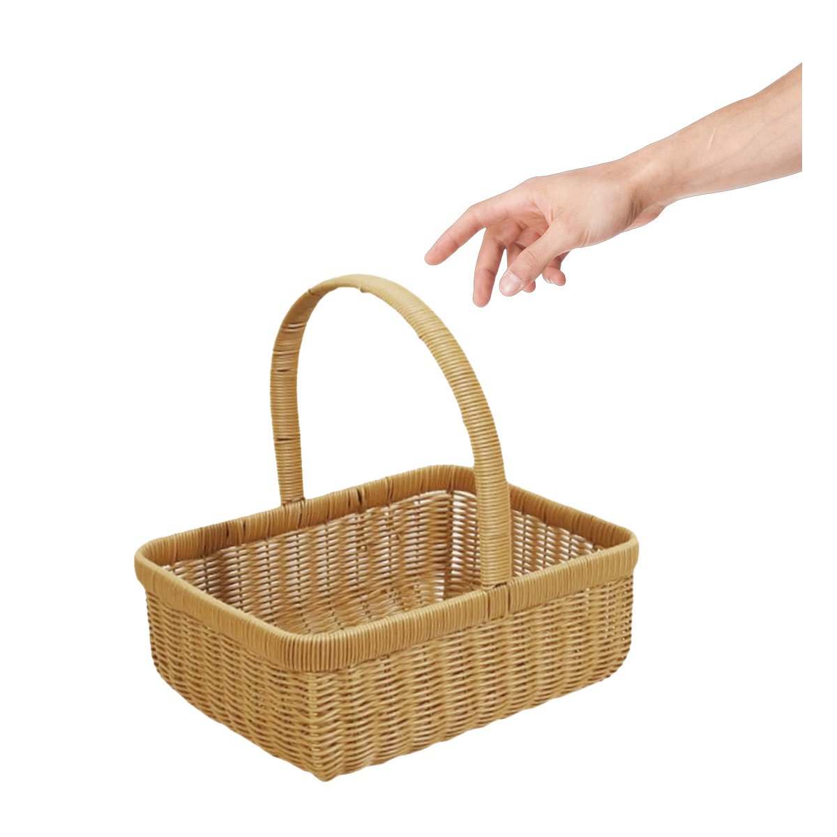 CESTA TEJIDA CUADRADA CON ASA PARA DORMITORIO Y SALA DE ESTAR MOSTAZA Y+REGALO STICKER - 3