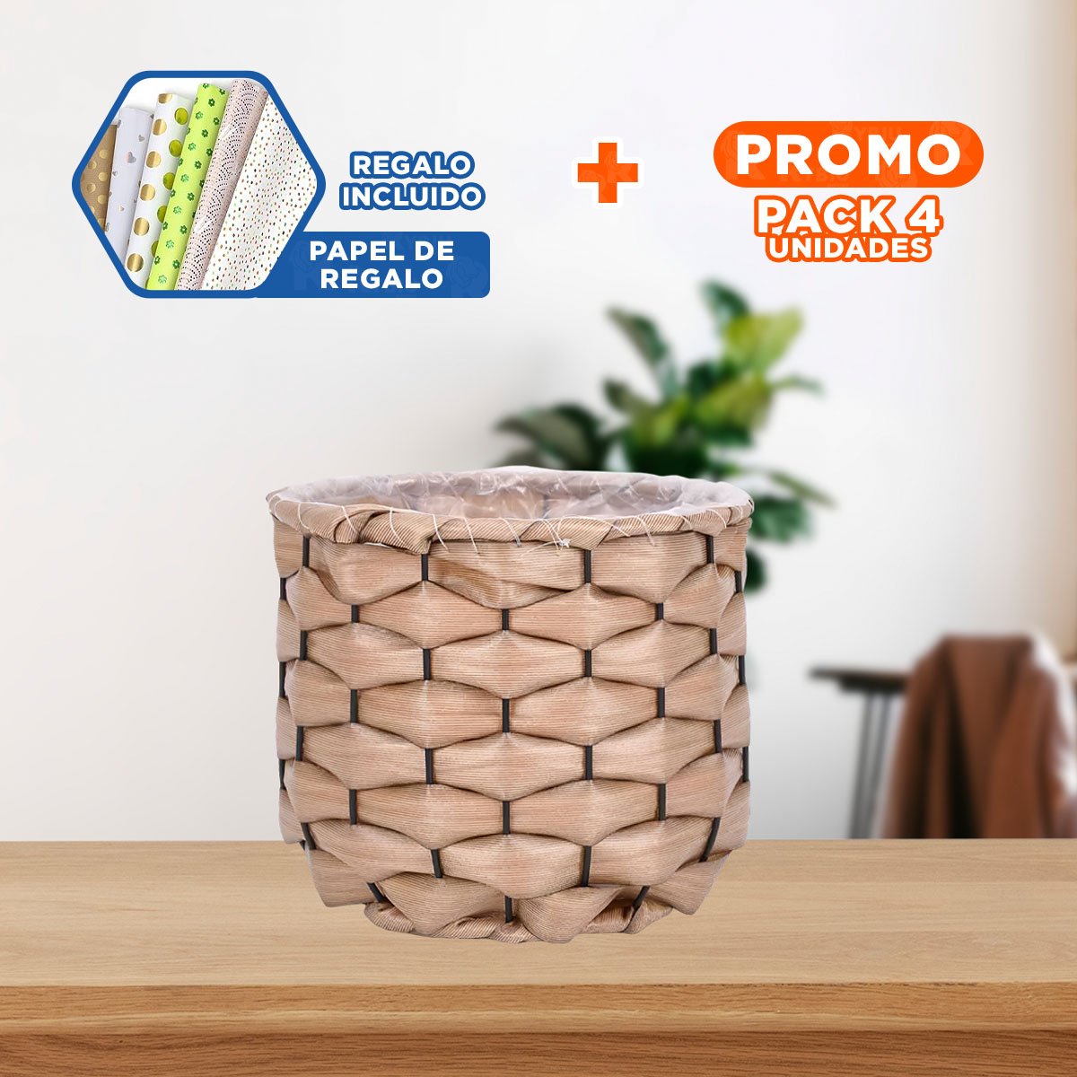 PACK4 DISENO DECORATIVO ENTRELAZADO CON FORRO INTERIOR PARA HOGAR Y INTERIORES Y+PAPEL REGALO - 1