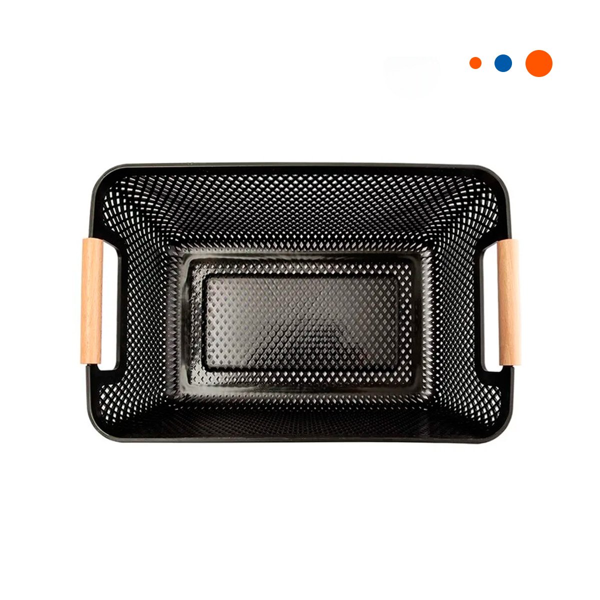 CONTENEDOR DE MALLA CON ASAS DE MADERA NEGRO PARA MANTENER ORDEN EN COCINA Y+REGALO STICKER - 3