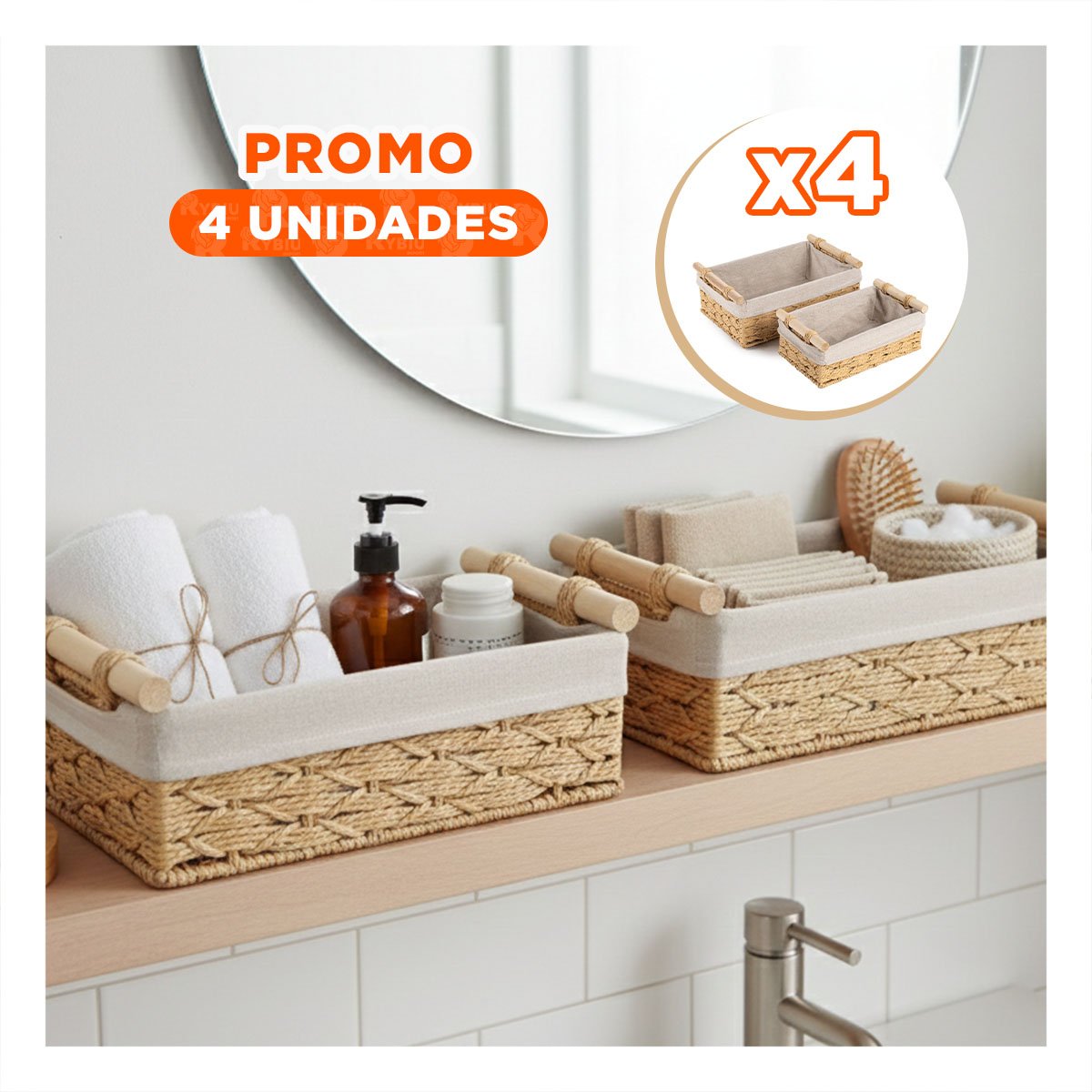 PACK4 RECIPIENTE DECORATIVO DE ALMACENAJE MOSTAZA 24.5X14.5CM - 1
