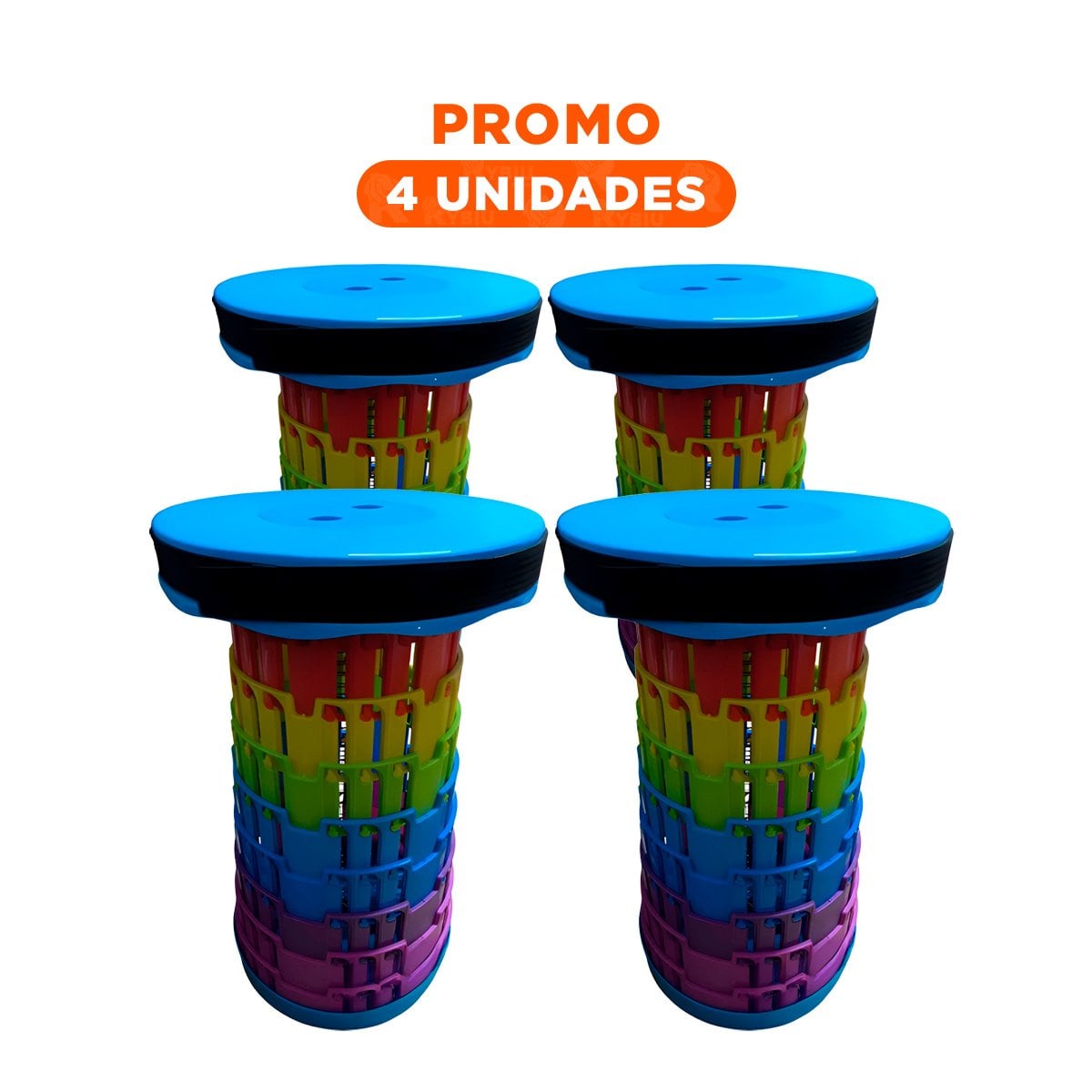 PACK4 ASIENTO PLEGABLE FUNCIONAL PARA INTERIOR Y EXTERIOR AZUL MULTICOLOR - 1