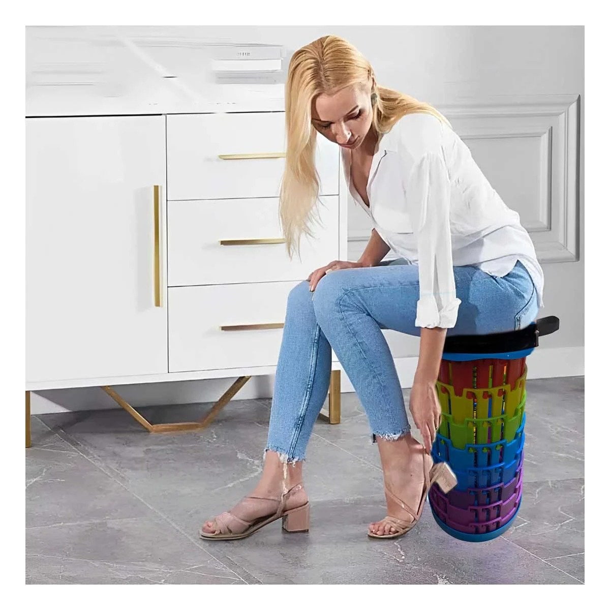 PACK4 ASIENTO PLEGABLE FUNCIONAL PARA INTERIOR Y EXTERIOR AZUL MULTICOLOR - 2