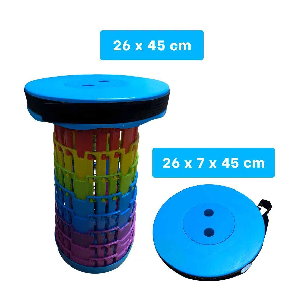PACK4 ASIENTO PLEGABLE FUNCIONAL PARA INTERIOR Y EXTERIOR AZUL MULTICOLOR - 4