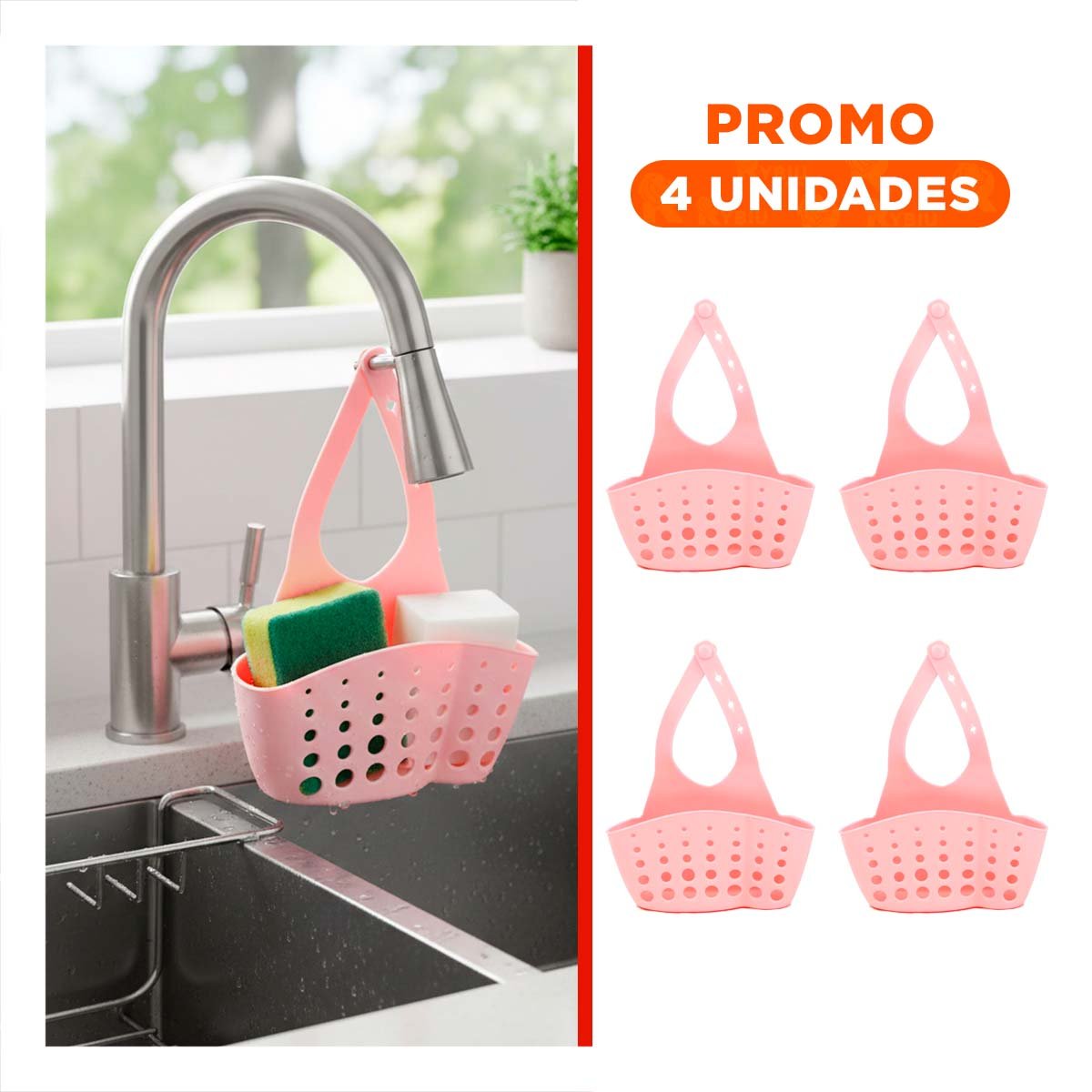 PACK4 RECEPTACULO COLGANTE DECORATIVO ROSADO PARA LA COCINA 19X15CM Y+REGALO STICKER - 1