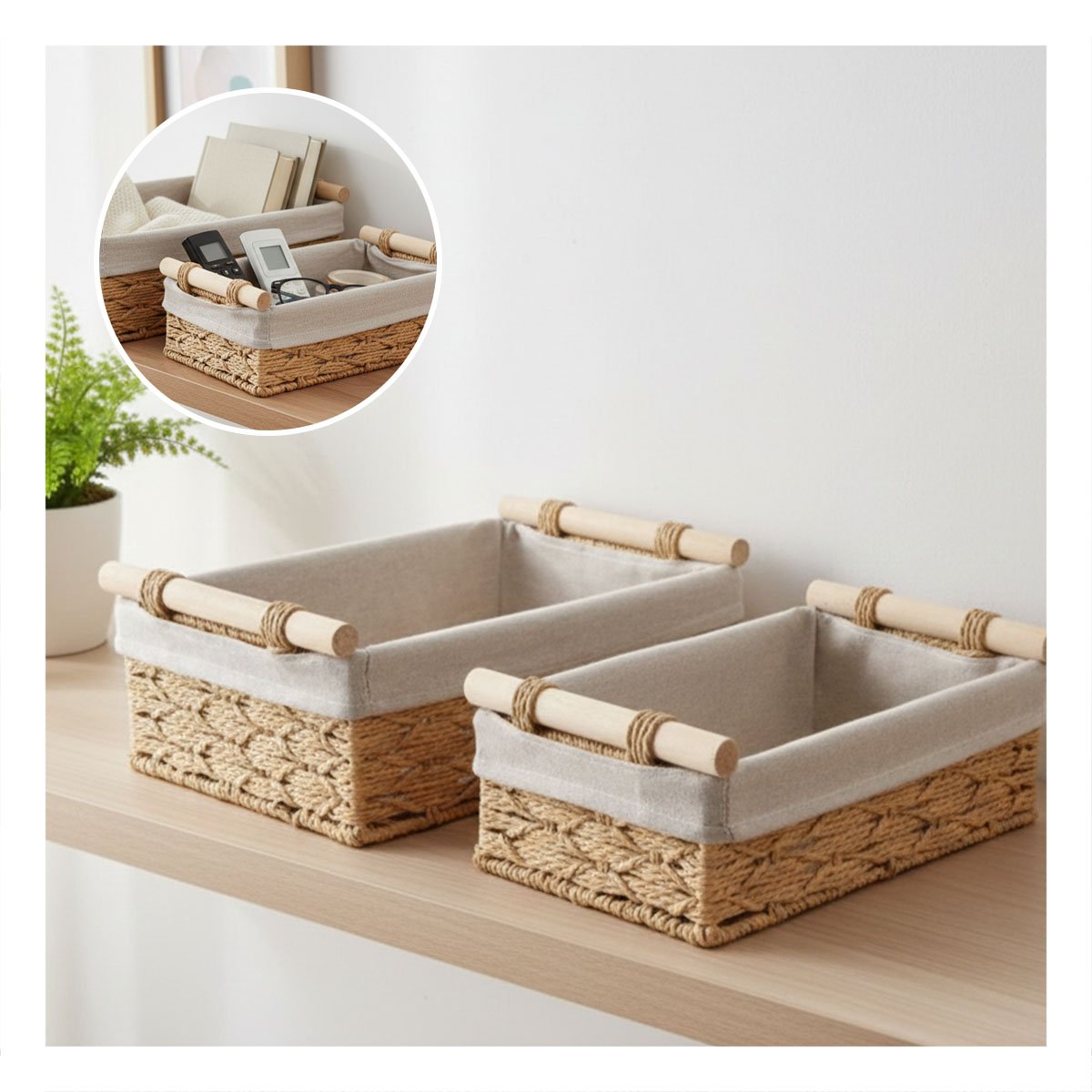 PACK6 CAJA MULTIUSO DE ALMACENAJE DOMESTICO MOSTAZA 24.5X14.5CM Y+PAPEL REGALO - 2